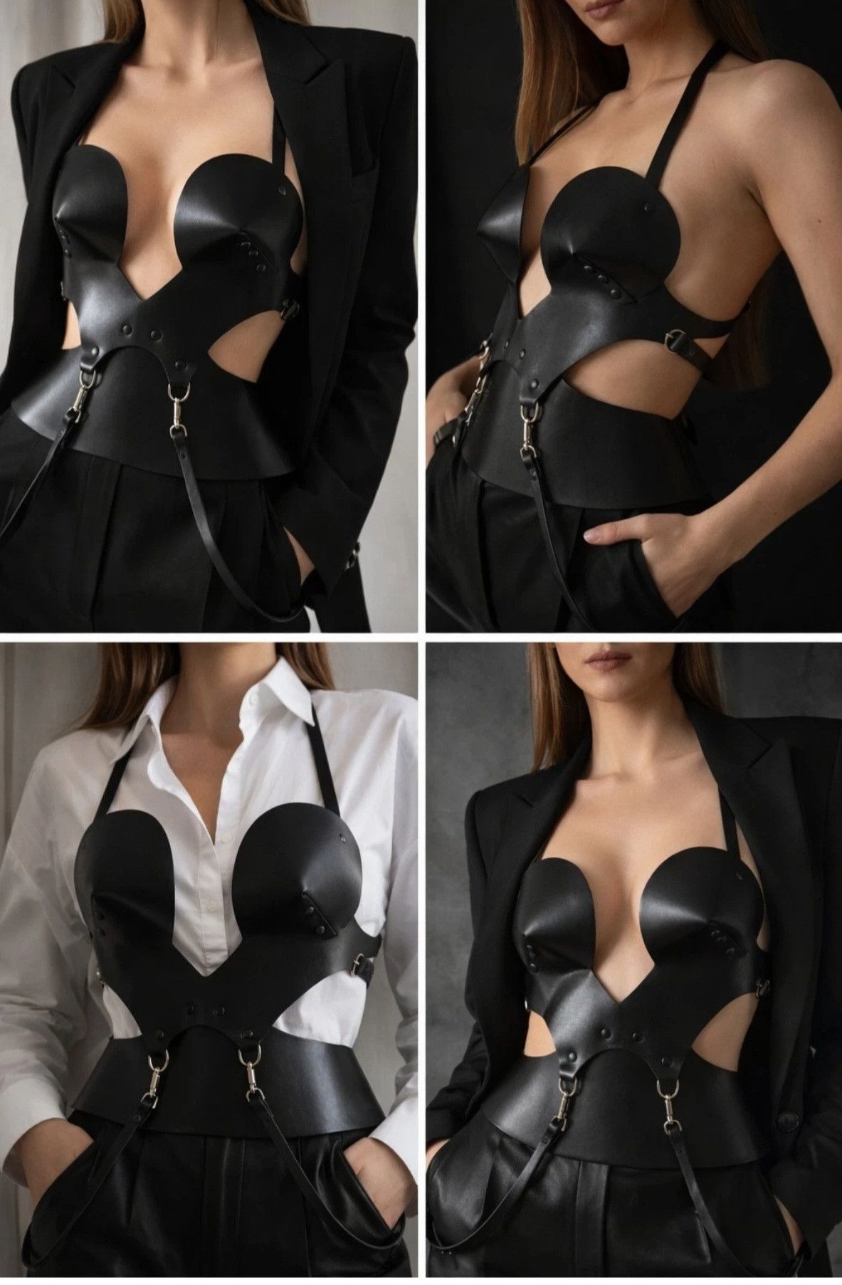 Other Zana Bayne Black Leather Harness Corset Bustier Avant Garde Size ONE SIZE - 2 Thumbnail