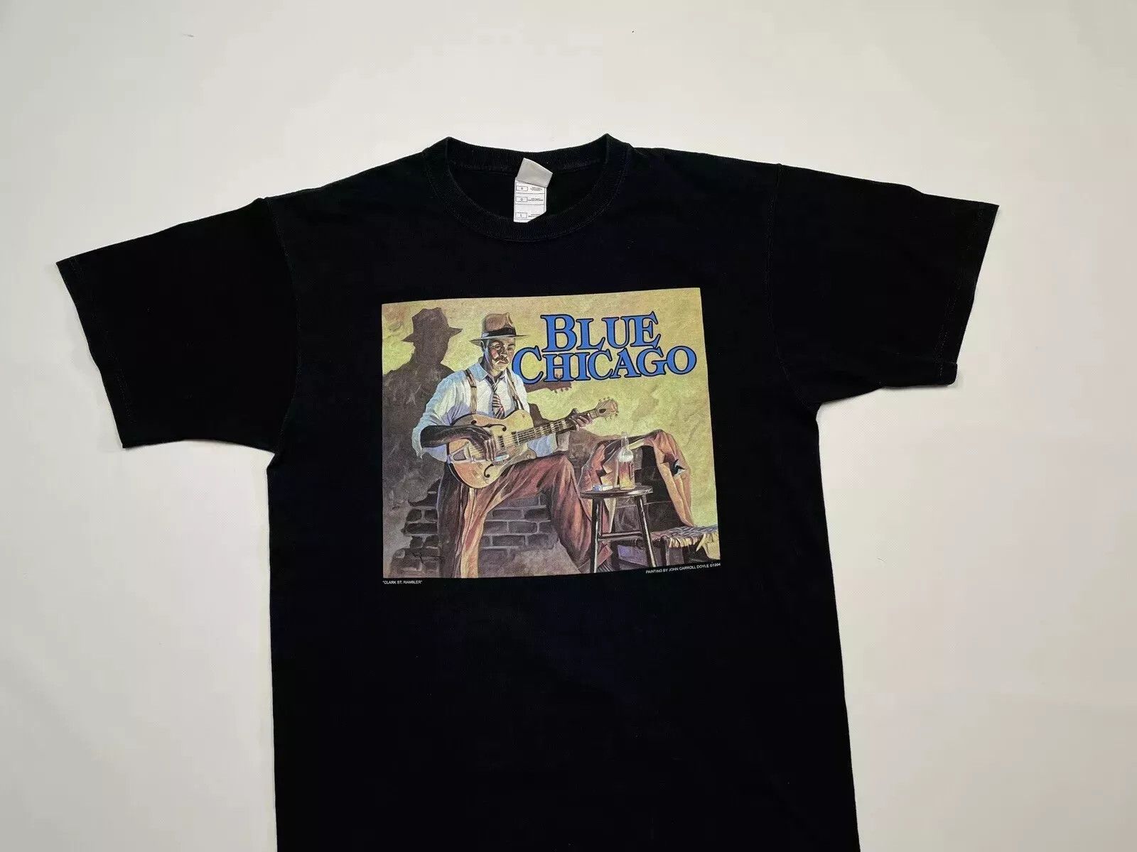 Fruit Of The Loom Vintage 1990s Blue Chicago Blues Jazz Shirt Carroll Doyle Size US L / EU 52-54 / 3 - 2 Thumbnail