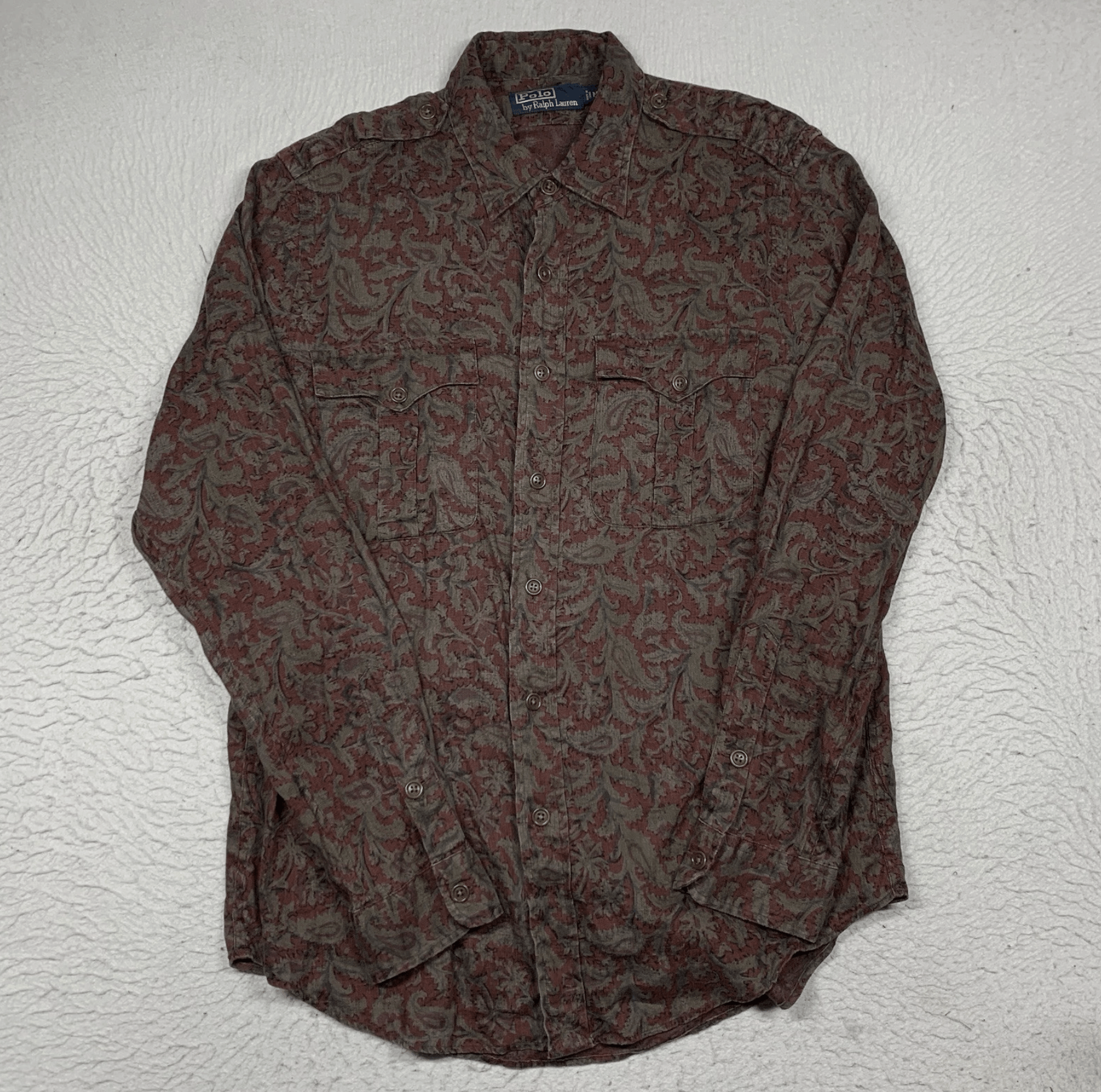 Polo Ralph Lauren VTG Polo Ralph Lauren Paisley Shirt Linen Epaulettes Medium Size US M / EU 48-50 / 2 - 1 Thumbnail
