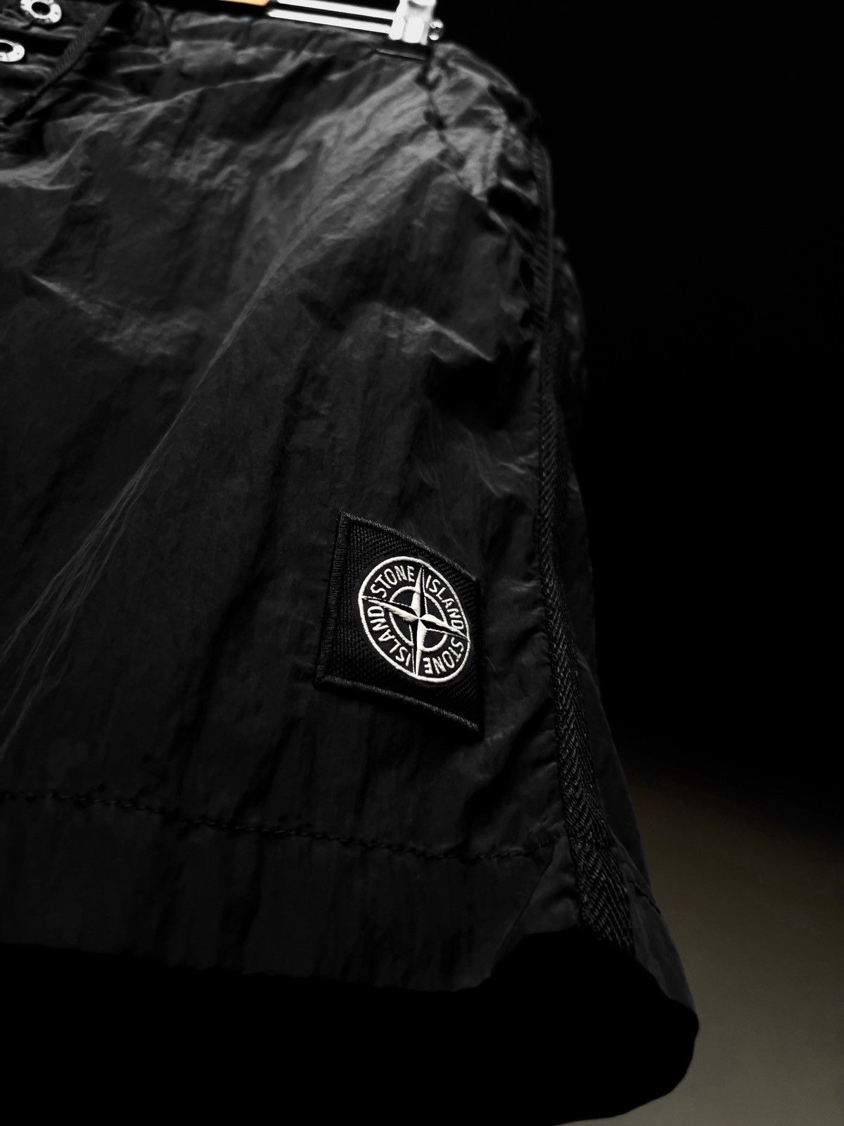 Stone Island Drawstring Stripe Shorts in Black, Men's (Size 38)