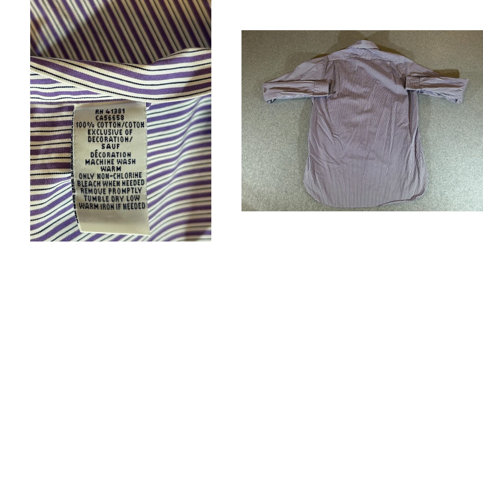 Polo Ralph Lauren Ralph Lauren Shirt Mens 15.5 Purple Stripe Button Polo Dress Shirt Size 42R - 8 Thumbnail