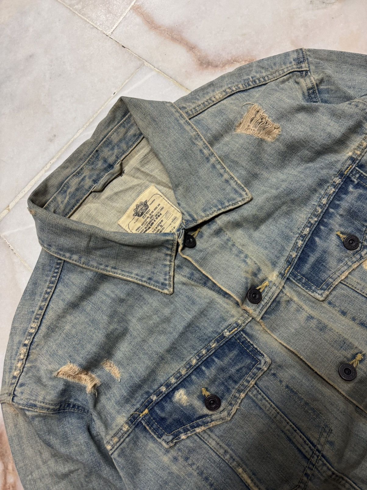 If Six Was Nine 💥GRUNGE💥90s STYLE OLD NAVY DISTRESSED MUDWASH POCKET DENIM Size US XXL / EU 58 / 5 - 7 Thumbnail