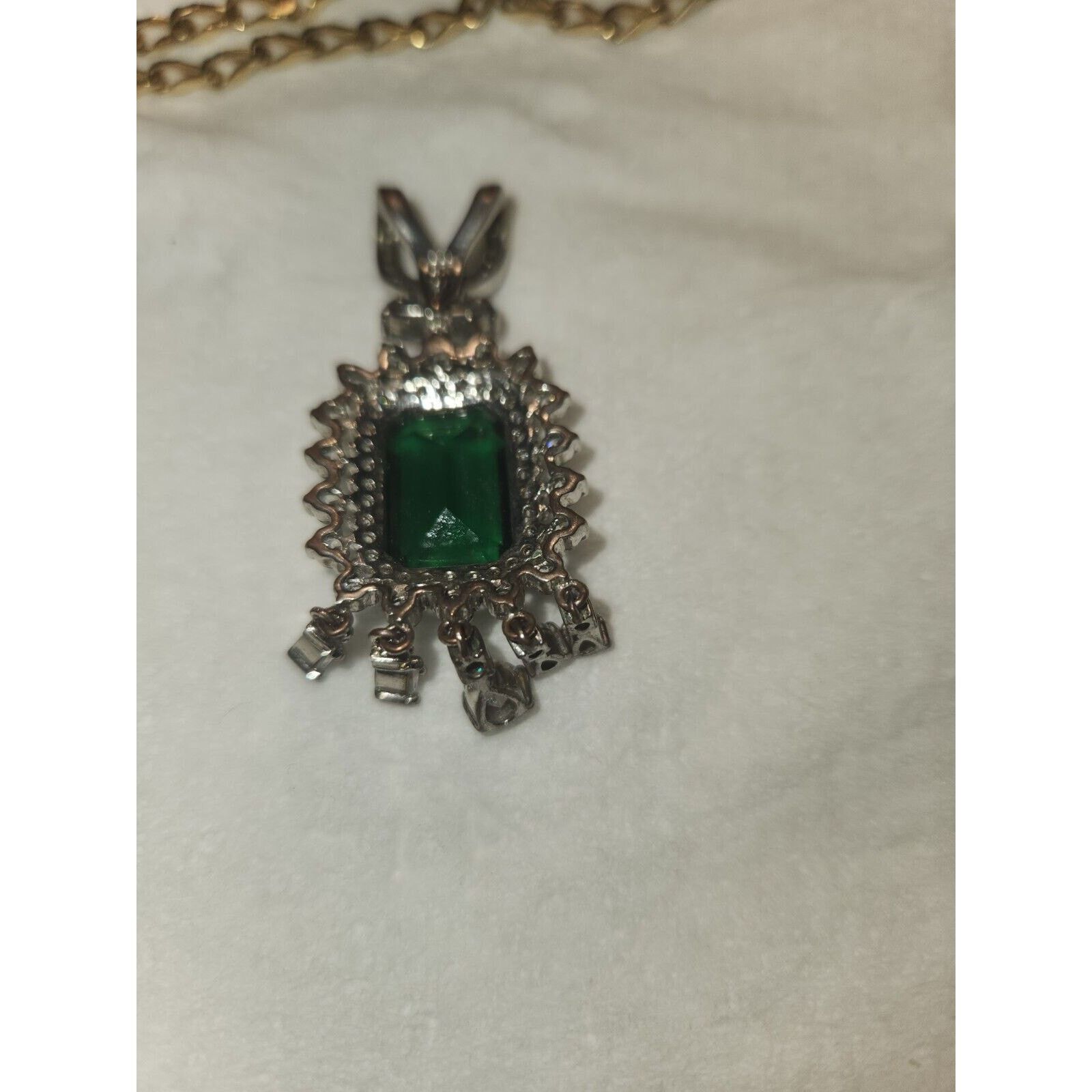 Other vintage fabulous silver tone green & clear stones very large Size ONE SIZE - 7 Thumbnail