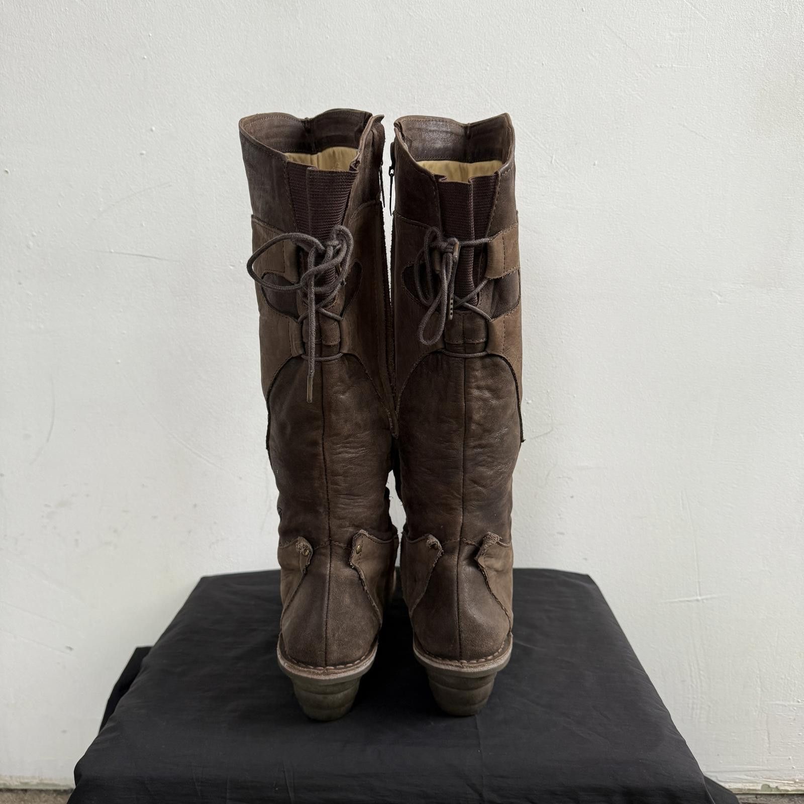 20471120 Tamaris Y2K Brown Tall Riding Boots Avant Garde Size US 6.5 / IT 36.5 - 3 Thumbnail