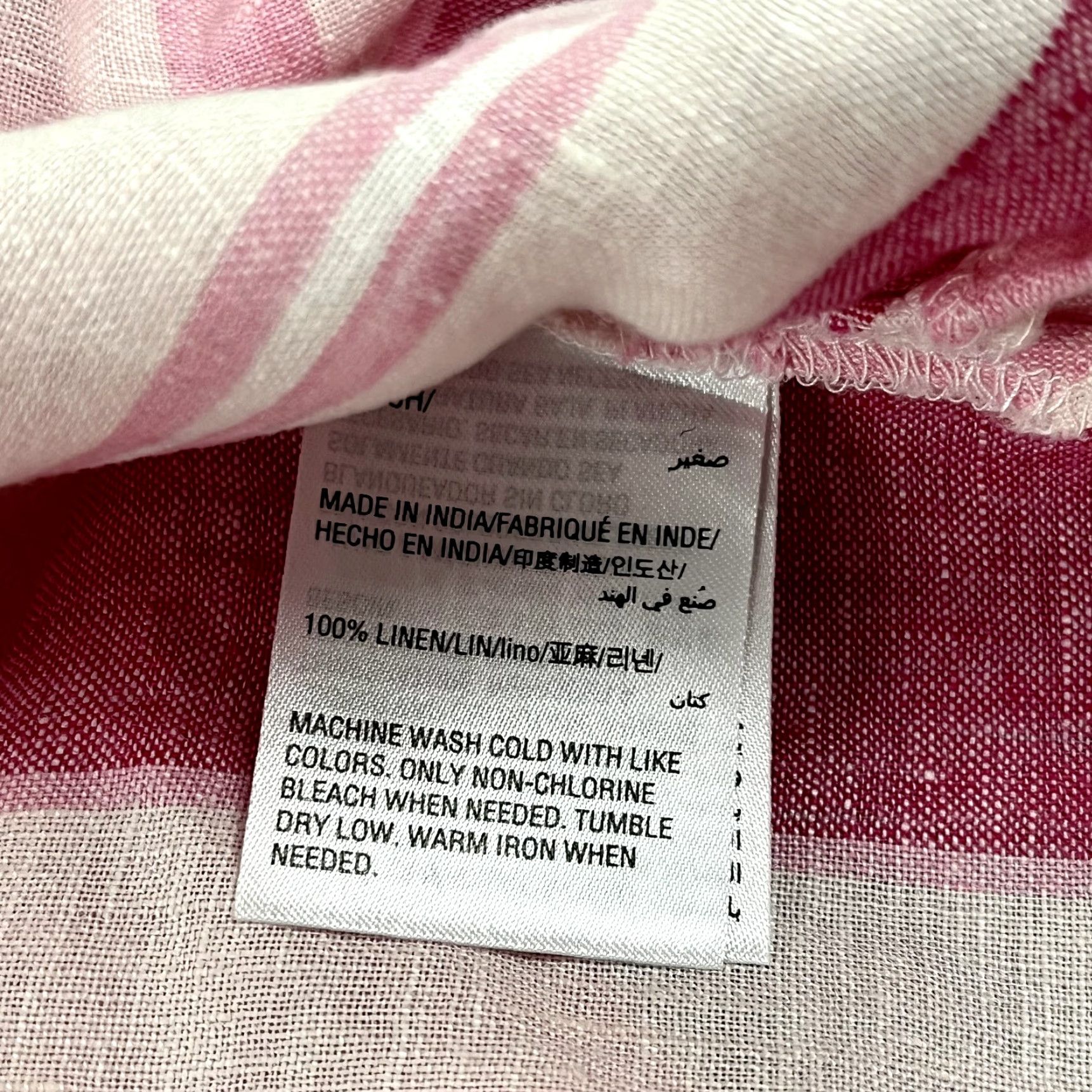 Charter Club CHARTER CLUB Shirt Womens Small Pink White Striped 100% Linen Blouse Top Ruffle Size S / US 4 / IT 40 - 3 Thumbnail