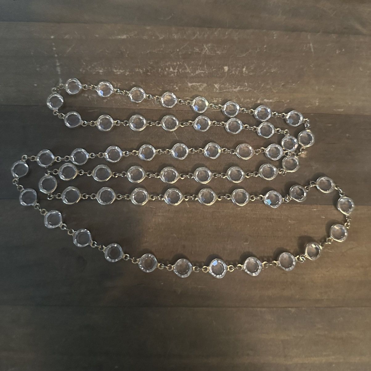 Vintage Vintage long gold tone bezeled clear crystal link necklace Size ONE SIZE - 2 Thumbnail