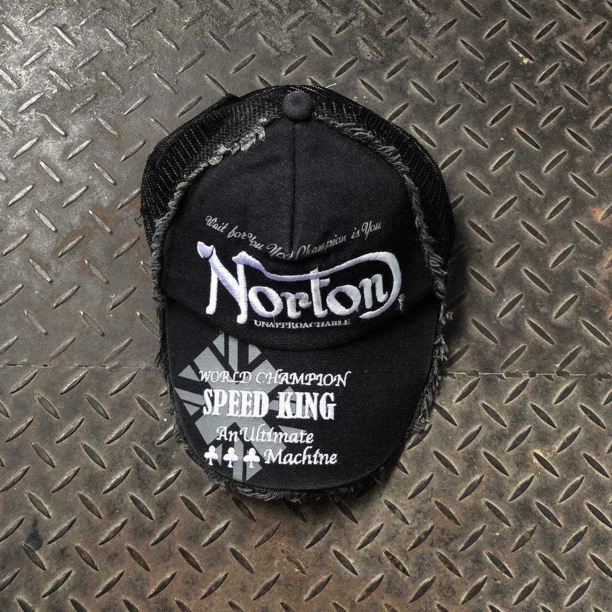 Norton Vintage Norton Motorcycle Fur Distressed Trucker Hat Size ONE SIZE - 1 Thumbnail