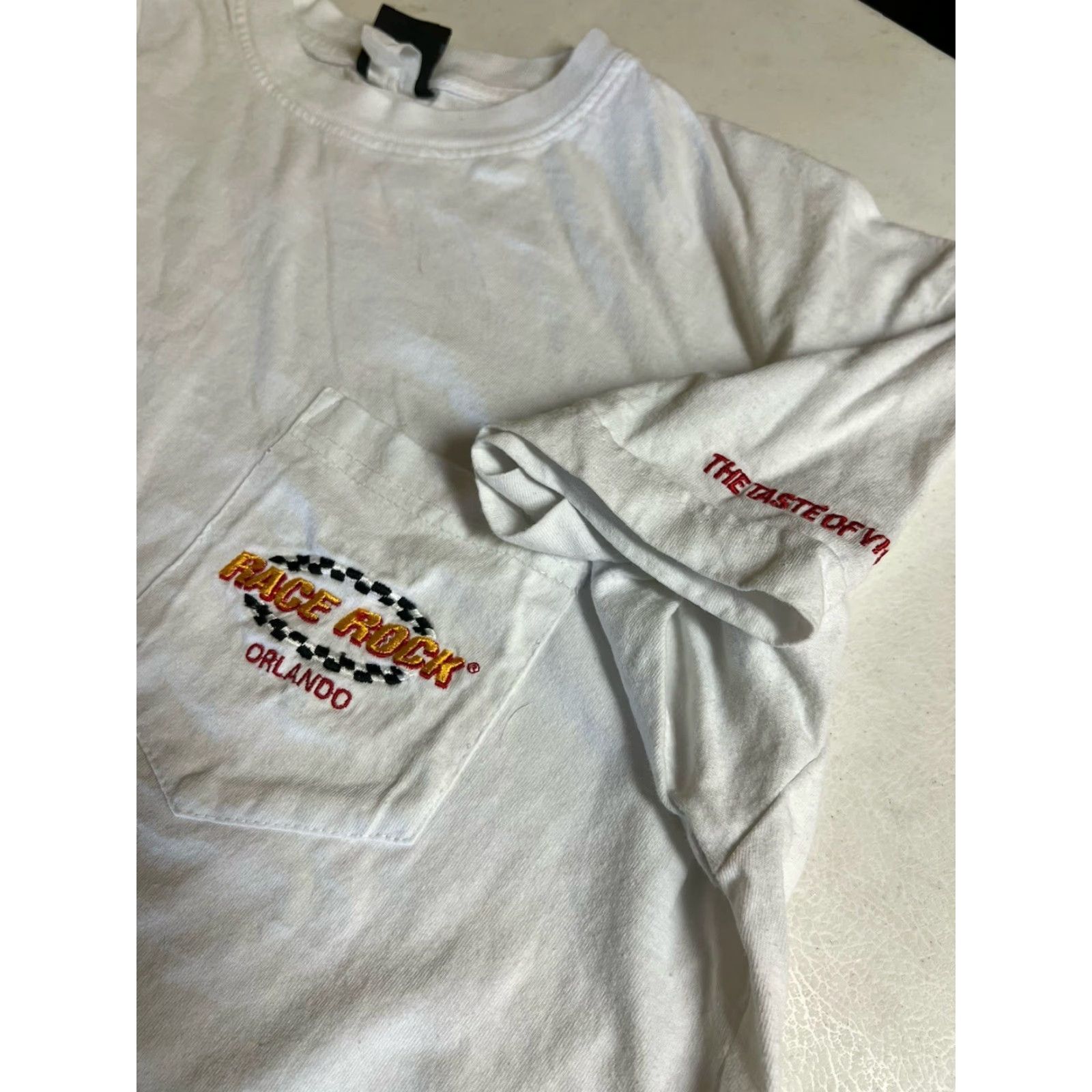 NASCAR VINTAGE Race Rock Apparel T-Shirt Men's Large White 90s Rock NASCAR Shirt Size US L / EU 52-54 / 3 - 3 Thumbnail