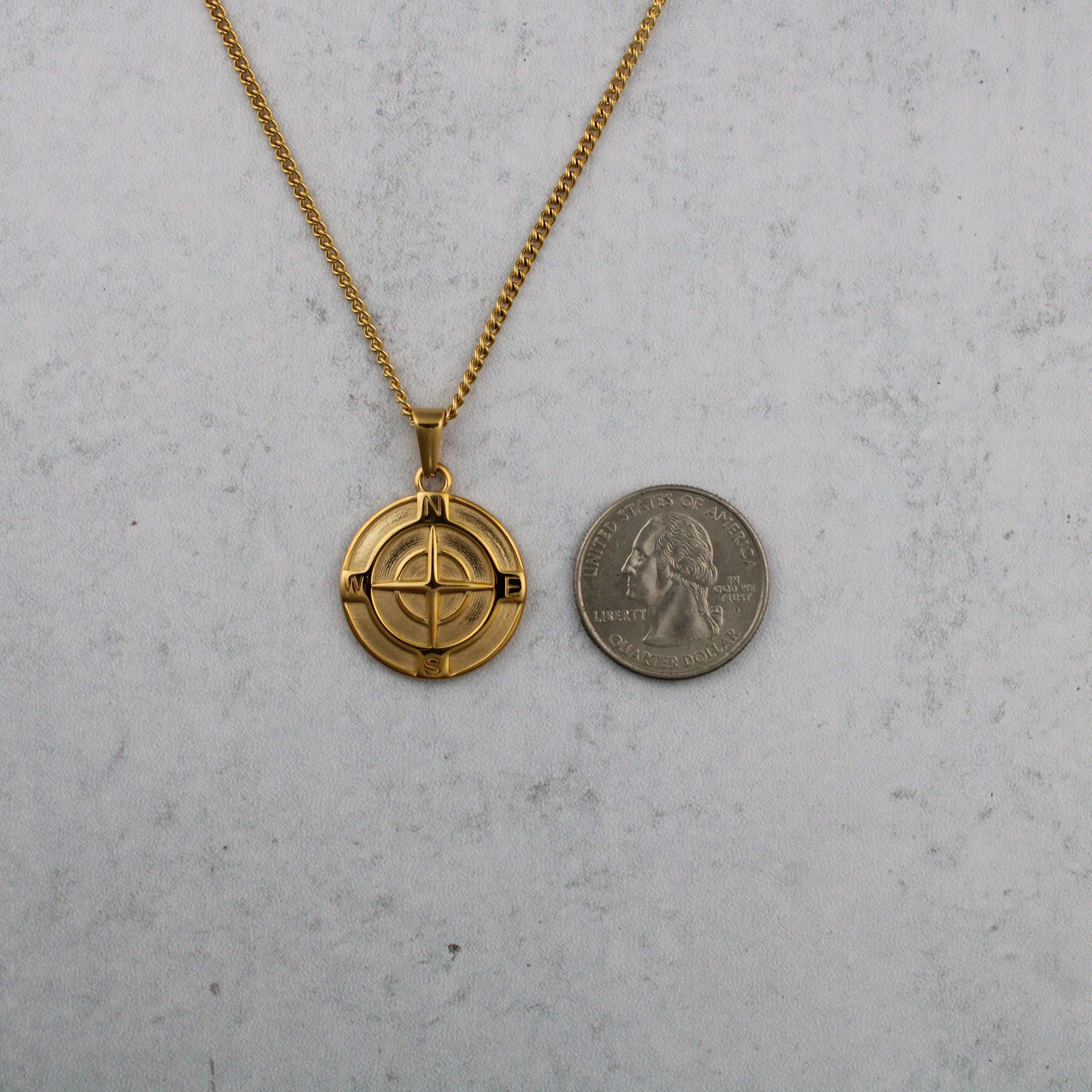 Jewelry Gold Compass Pendant Chain Necklace Size ONE SIZE - 4 Thumbnail