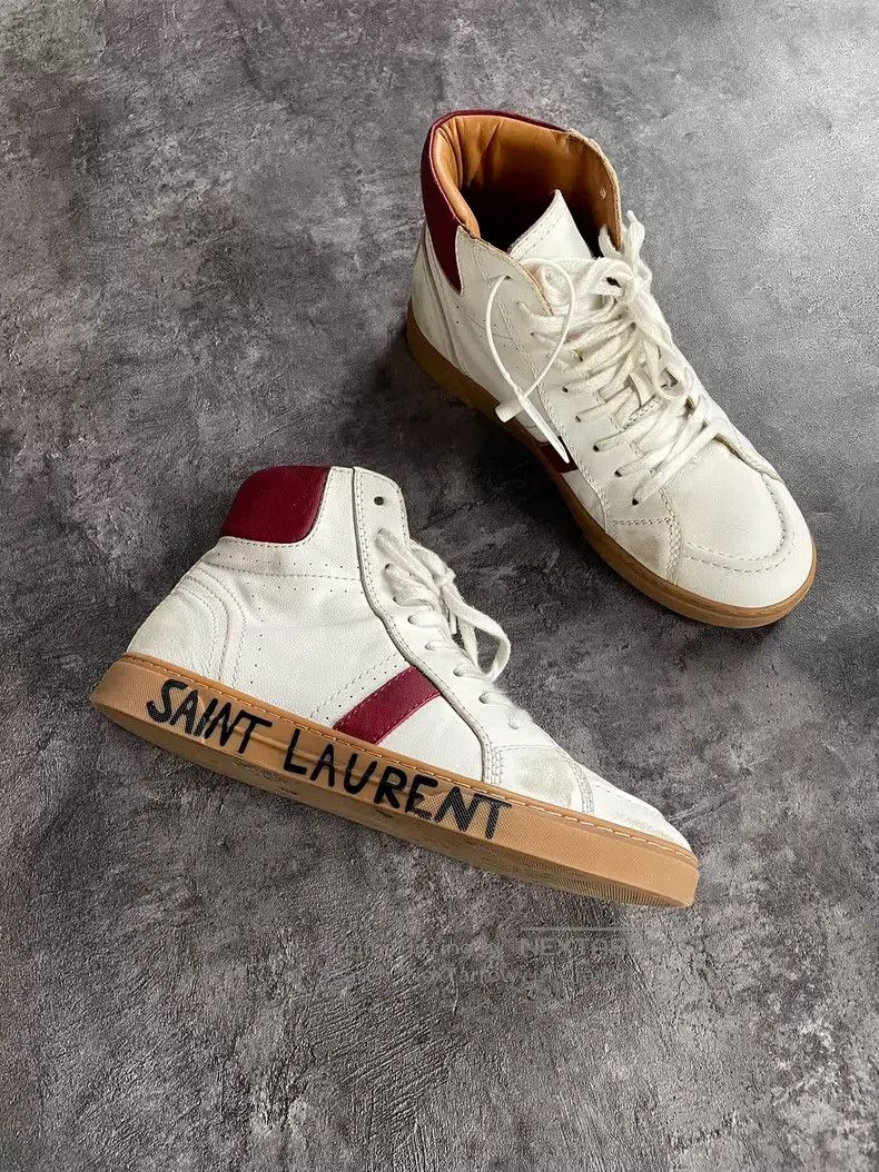 Saint Laurent Paris Saint Laurent Paris Red and White Striped Logo Graffiti Di Size US 6 / EU 39 - 2 Thumbnail