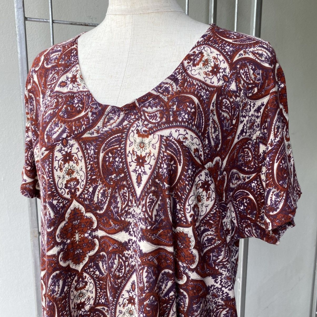 Issey Miyake Plantation Burgundy Paisley Floral Blouse Size M / US 6-8 / IT 42-44 - 13 Thumbnail