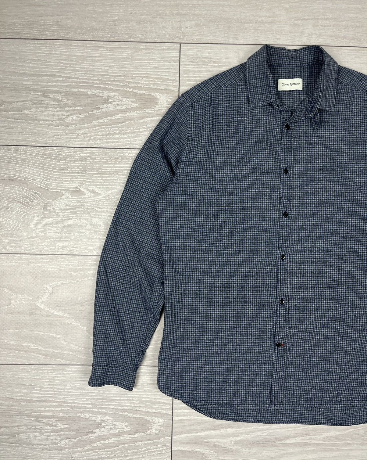 Oliver Spencer Oliver Spencer Grey Cotton Flannel Button Shirt Size US L / EU 52-54 / 3 - 4 Thumbnail