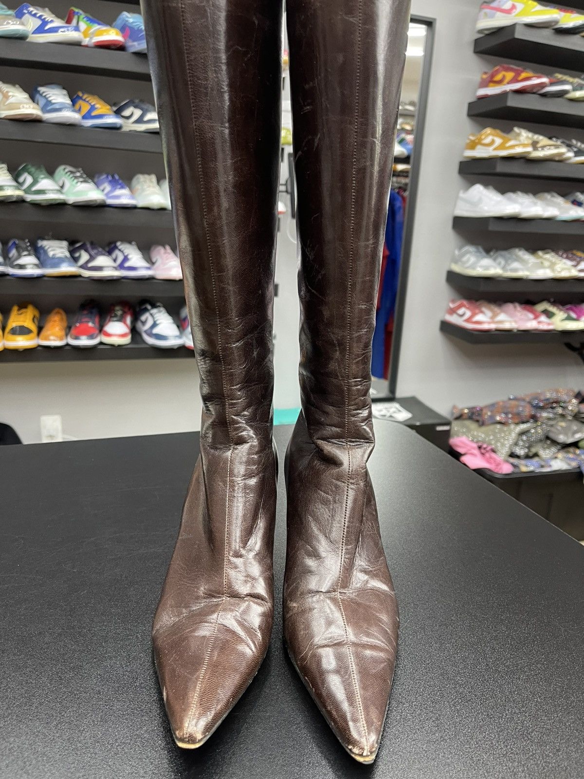Jimmy Choo Size 7.5w - Jimmy Choo Women’s High Top Leather Heels Size US 7.5 / IT 37.5 - 2 Thumbnail