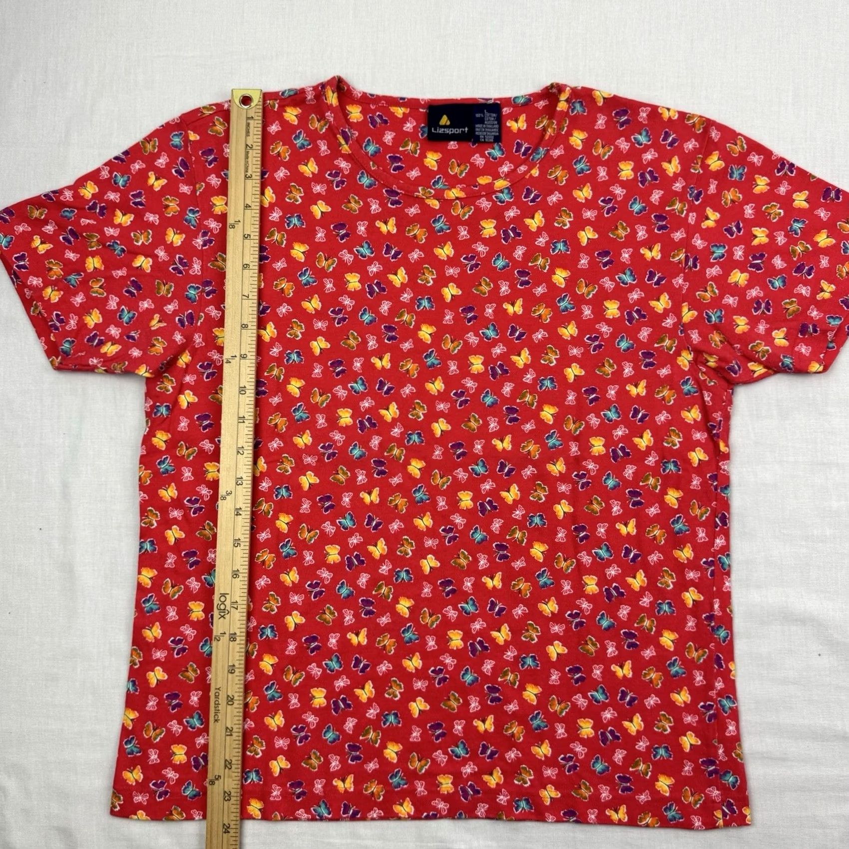 Vintage VINTAGE Liz Sport T Shirt Womens Large Butterfly Print All Over Nature Y2K Size L / US 10 / IT 46 - 3 Thumbnail