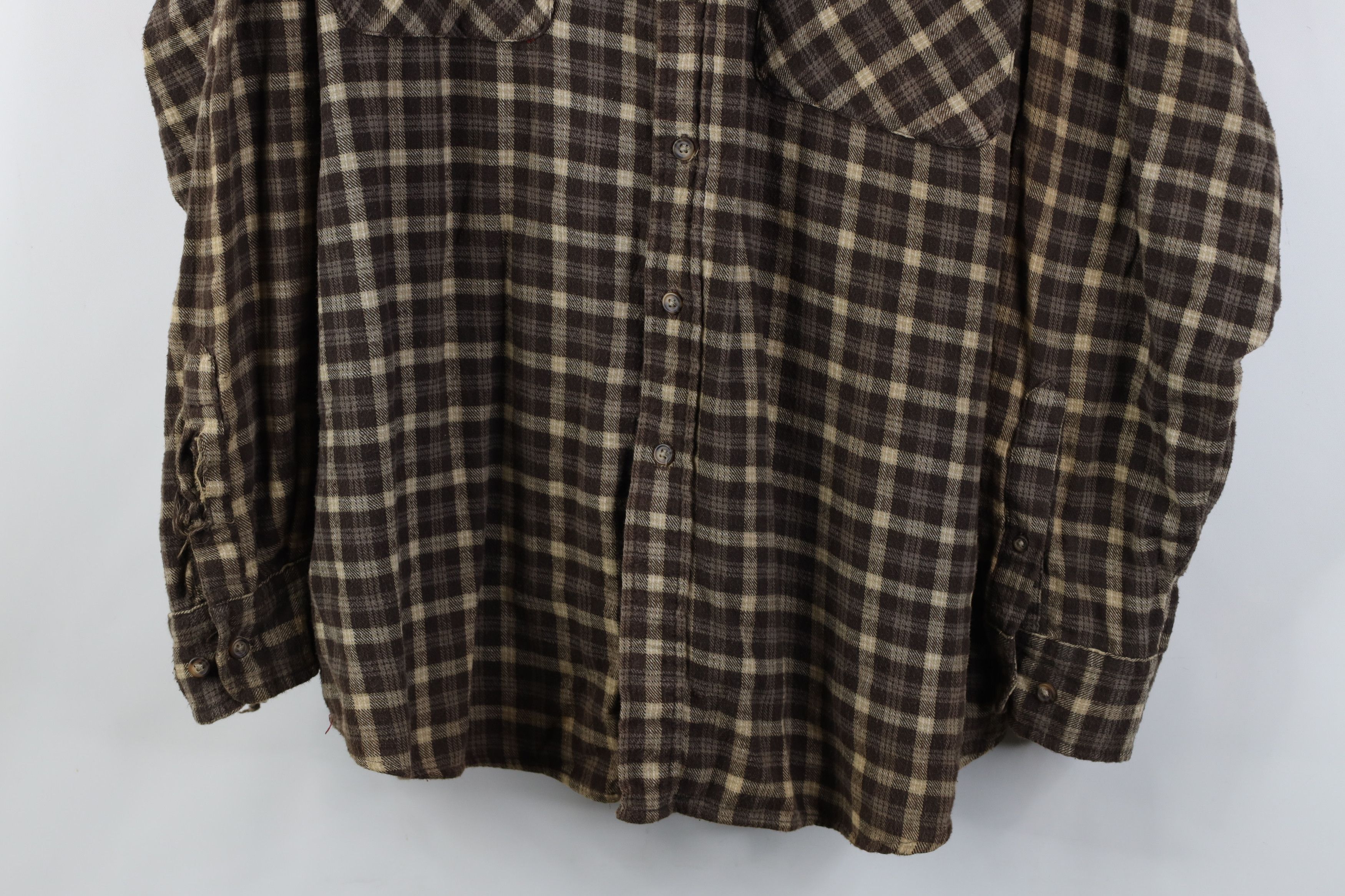 Vintage Vintage 90s Streetwear Collared Button Shirt Brown Plaid Size US XL / EU 56 / 4 - 3 Thumbnail