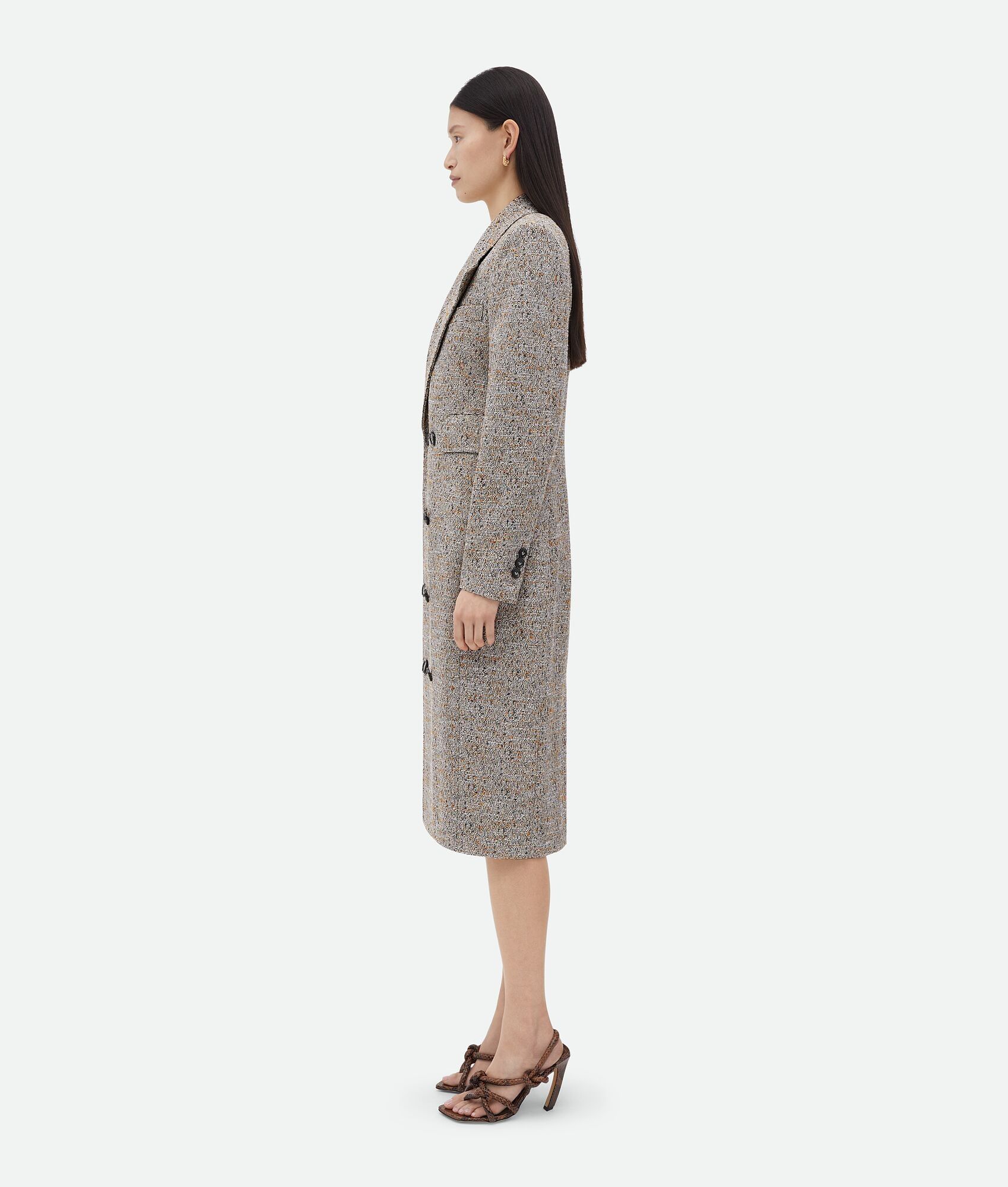 Bottega Veneta o1n1vont0525 Textured Silk Blend Coat in Multicolor Size XS / US 0-2 / IT 36-38 - 2 Thumbnail