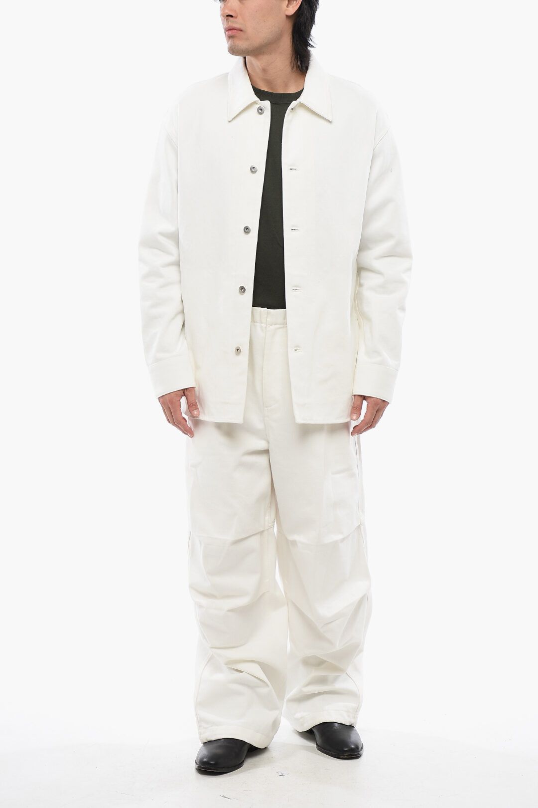 Jil Sander og1mm0625 Denim Overshirt in White Size US S / EU 44-46 / 1 - 4 Thumbnail