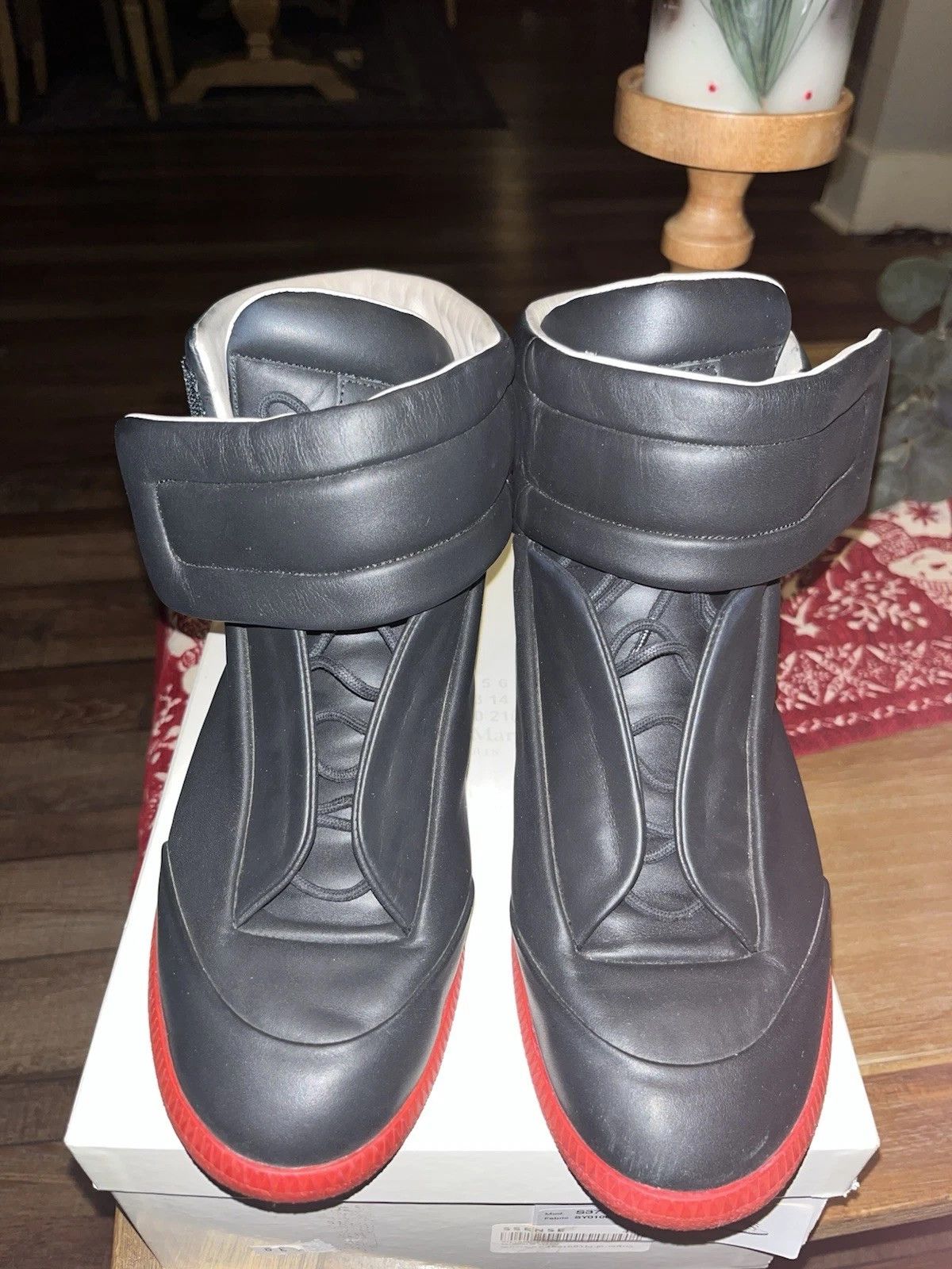 Maison Margiela Future High Top Sneakers Black Red 10 43