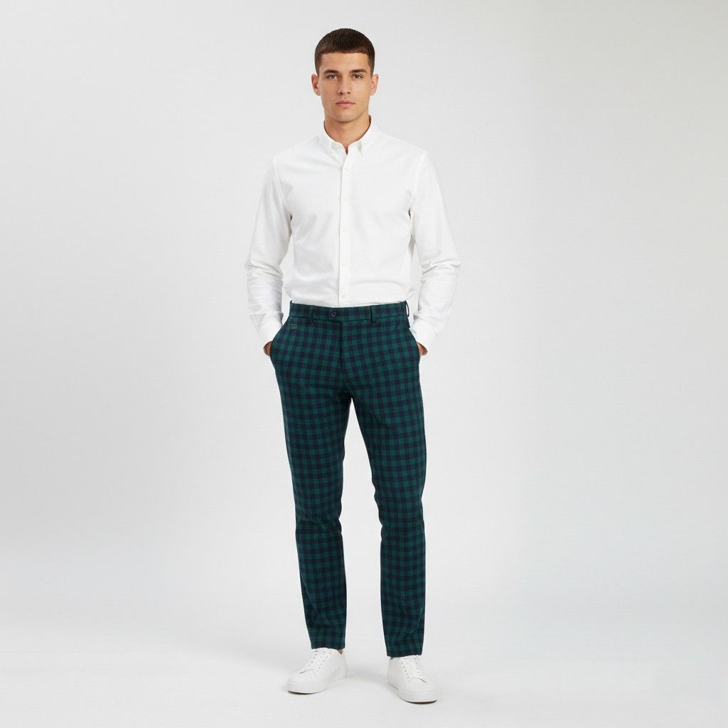 Lacoste Chemise Lacoste Men 42 Trousers Checkered Green Elegant 4121 Size US 42 / EU 58 - 1 Thumbnail