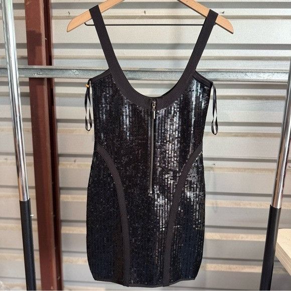 Bebe NWT BEBE BLACK SEQUIN MINI DRESS SZ EXTRA SMALL XS Size XS / US 0-2 / IT 36-38 - 6 Thumbnail