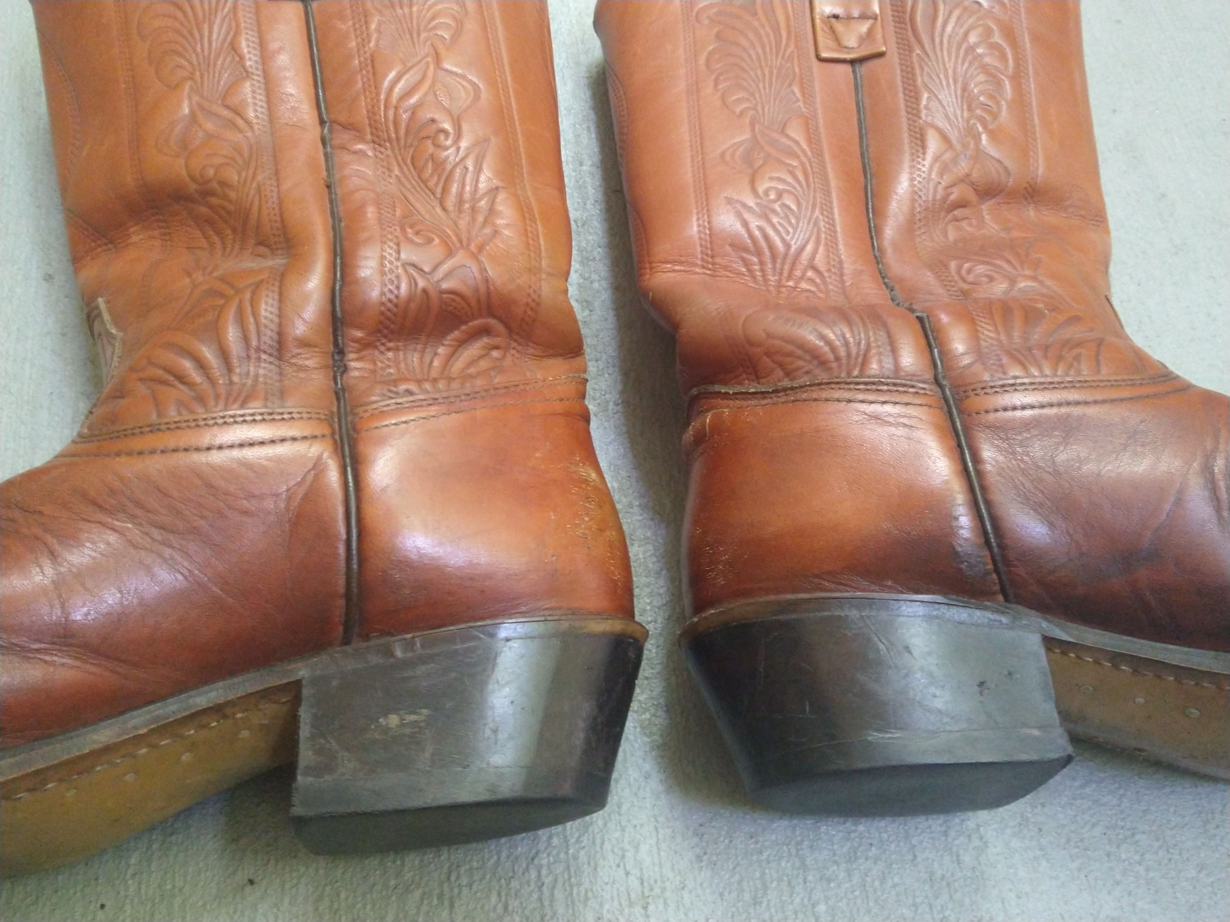 Genuine Leather Acme Cowboy Boots Size 9.5 Brown Leather Western Botas Size US 9.5 / EU 42-43 - 7 Thumbnail