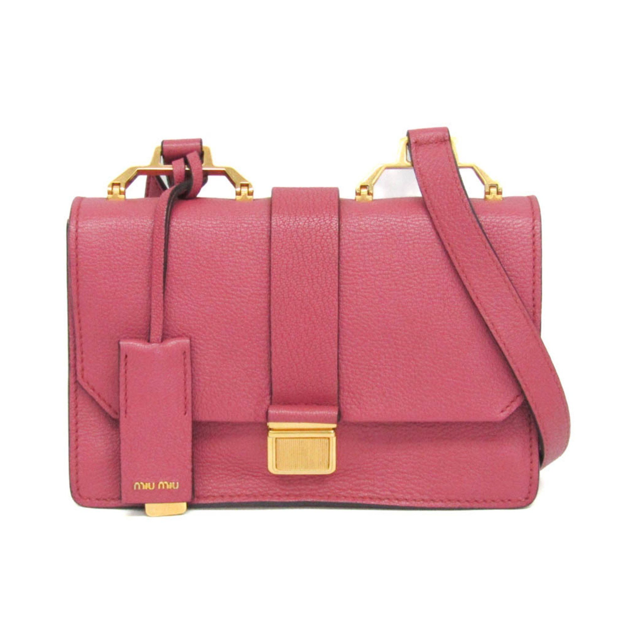 Miu Miu MADRAS 5BH609 Women's Leather Shoulder Bag Pink