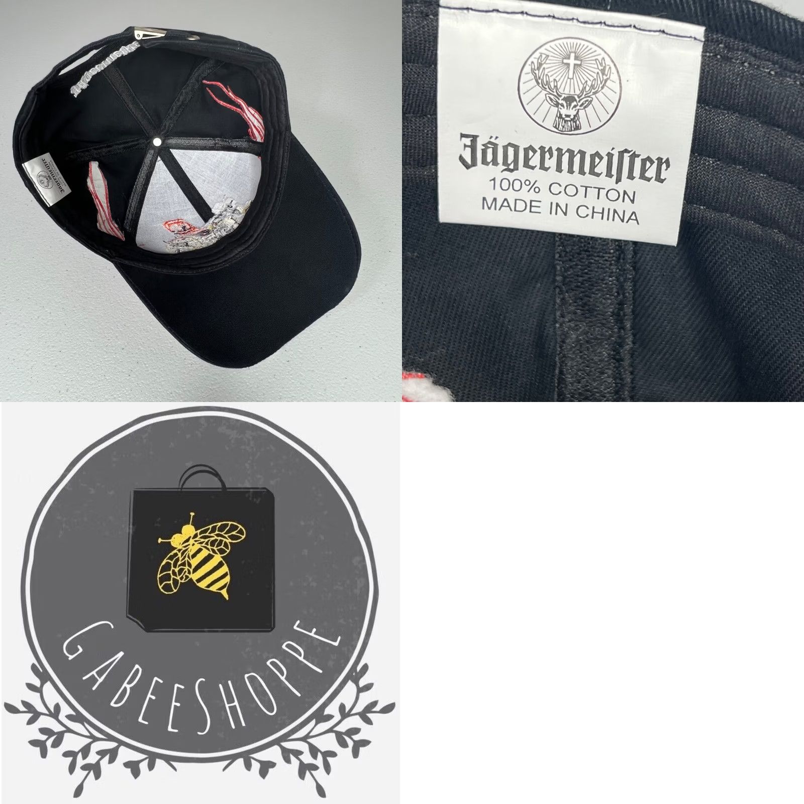 Vintage Jagermeister Hat Cap Black Mens Adjustable Embroidered Flames Motorcycle Biker Cap Size ONE SIZE - 8 Thumbnail