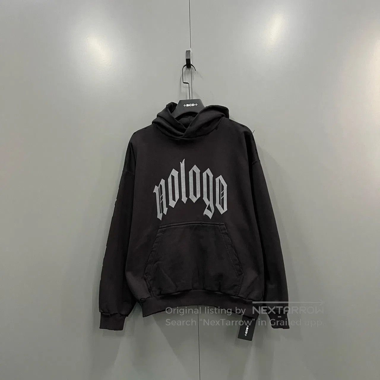 balenciaga logo printed black hoodie size small.