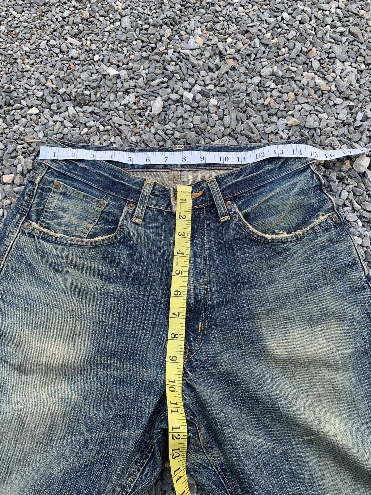 Kapital VINTAGE EDWIN 505z FADED & RUSTY SELVEDGE DISTRESSED DENIM Size US 30 / EU 46 - 19 Thumbnail