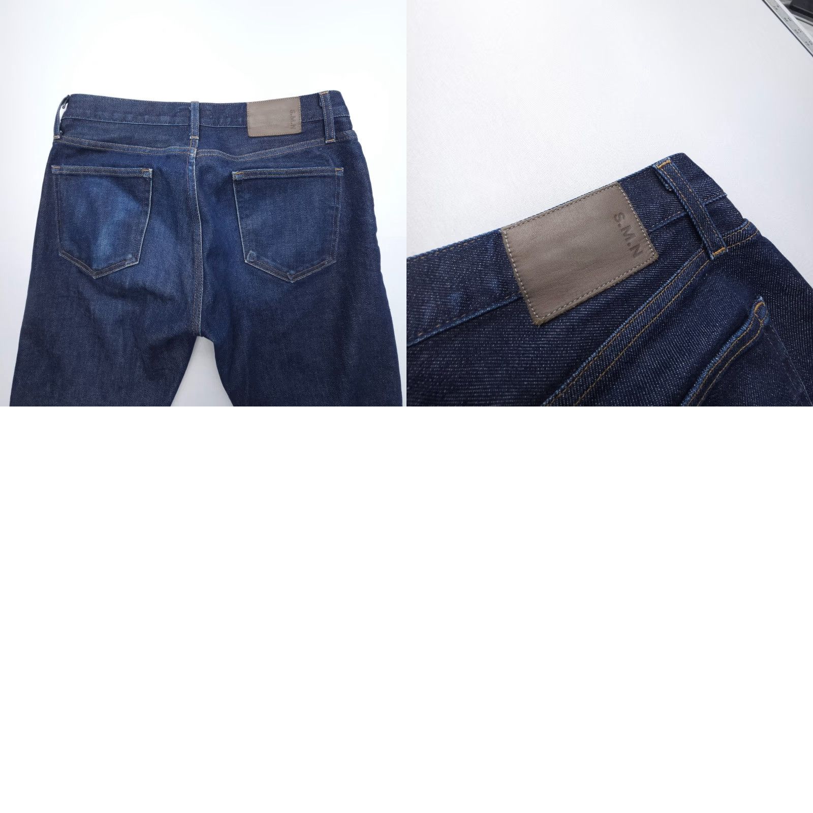 Vintage SMN The Finn Tapered Slim Selvedge Jeans Mens 31 Denim Blue Dark Wash USA Made Cotton Blend Slim 5-Pocket Denim Jeans Mens Size US 31 - 9 Thumbnail