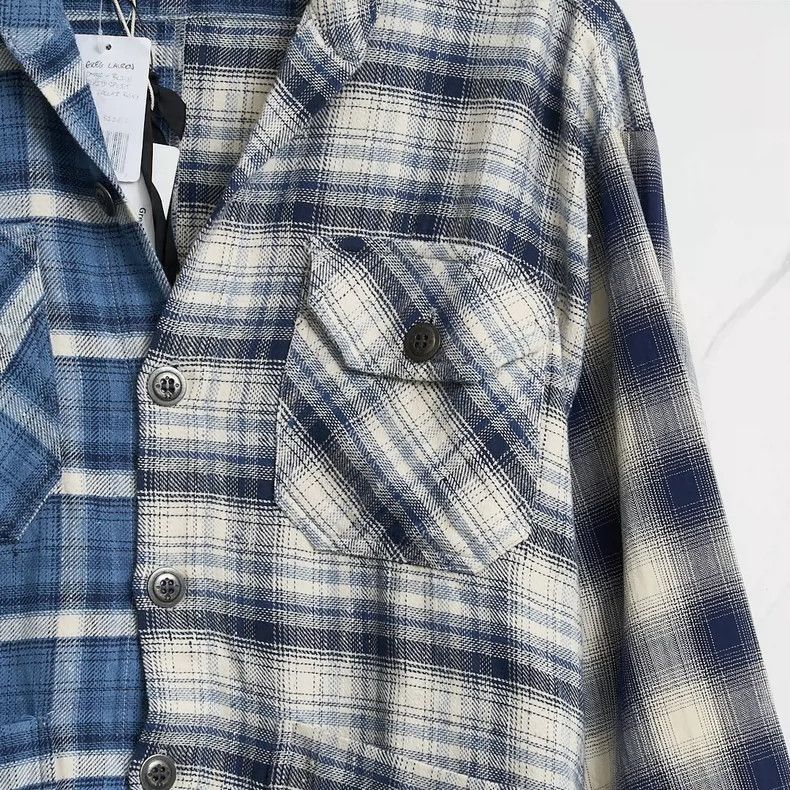 Greg Lauren greg lauren size 2Men's plaid patchwork shirt 2505-Nextarro Size US M / EU 48-50 / 2 - 3 Thumbnail