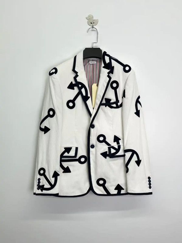 Thom Browne Thom Browne White Embroidered Logo Jacket 0089 Size S / US 4 / IT 40 - 1 Thumbnail