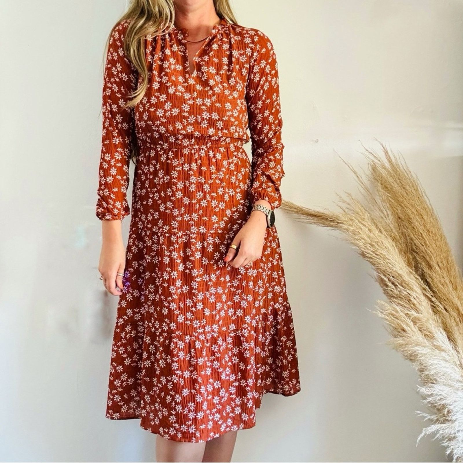 loft floral ruffle midi dress Loft Floral Button Ruffle Midi Dress Sz 10 New
