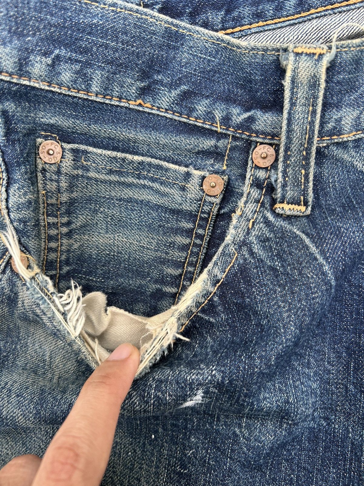 Kapital Vintage Full Count Selvedge Thrashed Denim Jeans Size US 31 - 9 Thumbnail