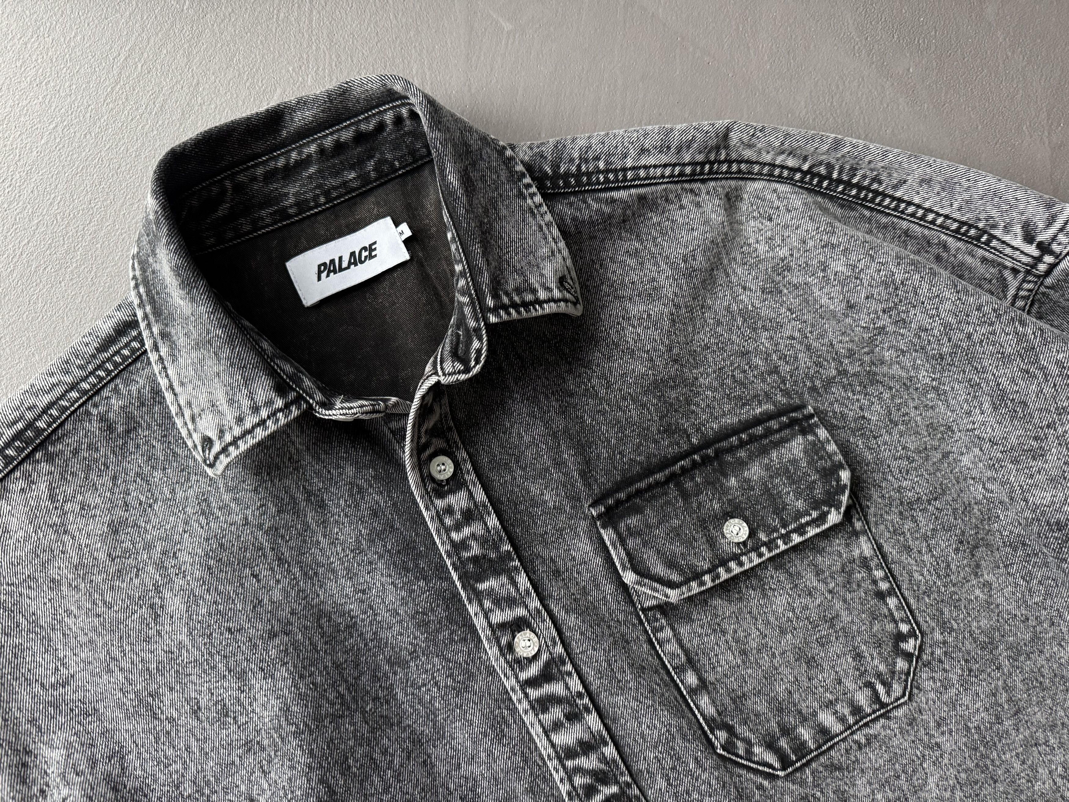Palace Palace Denim Bossy Button Up Shirt, Stonewashed Black / Grey Size US M / EU 48-50 / 2 - 10 Thumbnail