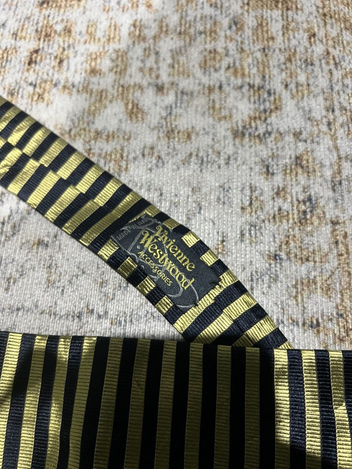 Vivienne Westwood Vivienne Westwood Striped Black Gold Tie Size ONE SIZE - 6 Thumbnail