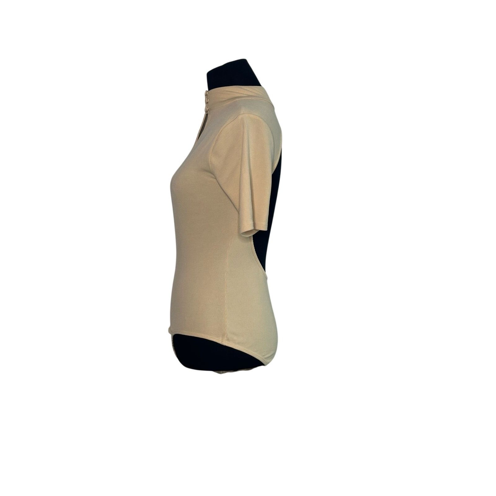 REVOLVE H:ours beige short sleeves open back bodysuit size small Size S / US 4 / IT 40 - 14 Thumbnail