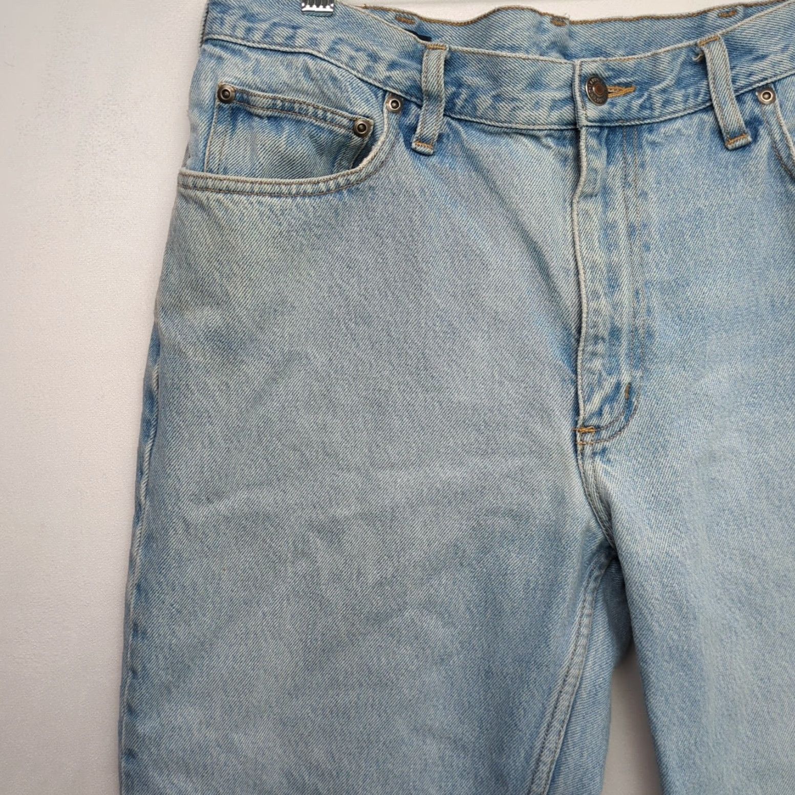 Lands' End VTG Lands End Jeans Men's 34x28 Blue Light Wash Relaxed Straight Leg Jeans USA Regular Slim 5-Pocket Denim Cotton Belt Loops Buttons Mens Size US 34 / EU 50 - 4 Thumbnail