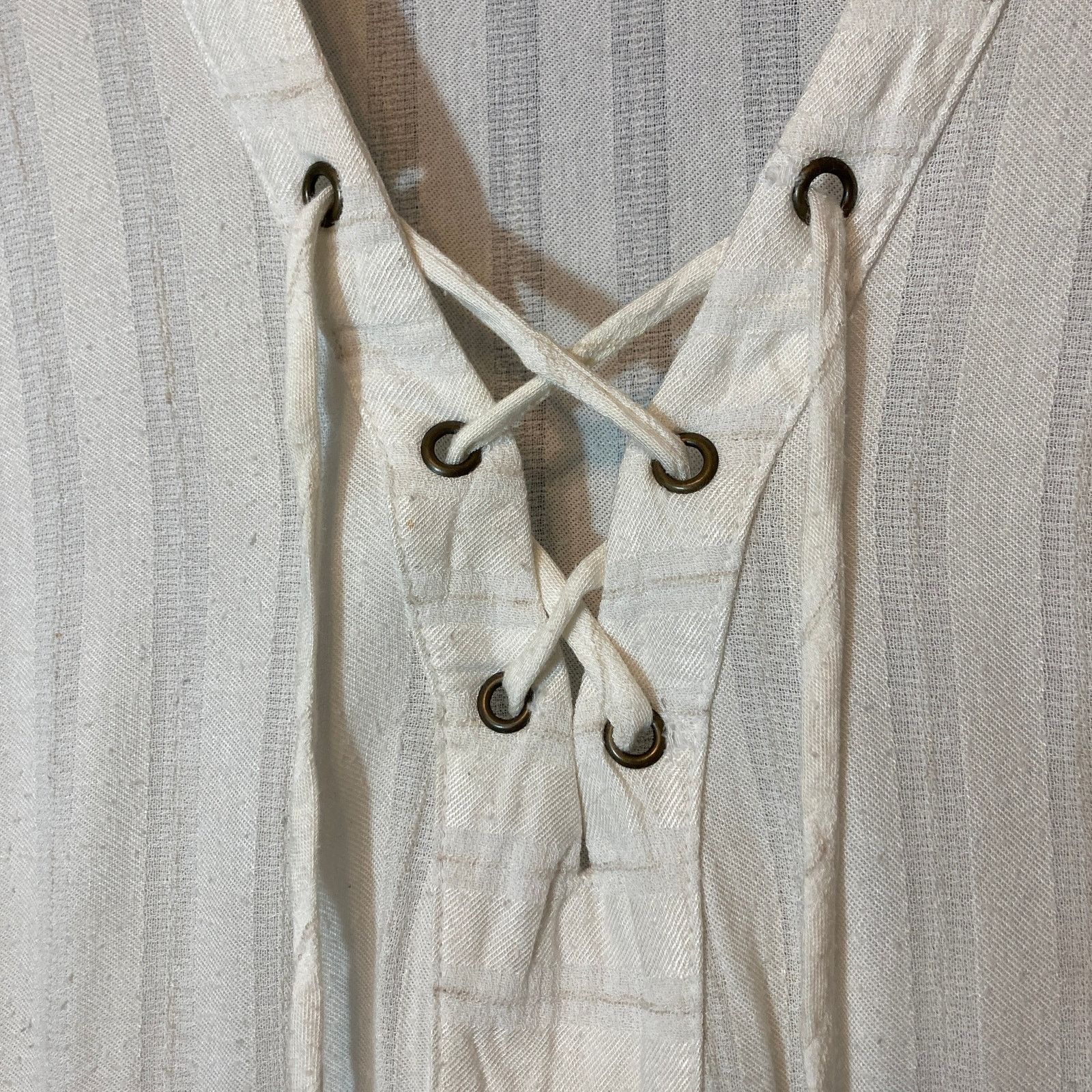 Other Maven West Ivory White Lace Up V-Neck Lightweight Tank Top Size L / US 10 / IT 46 - 3 Thumbnail