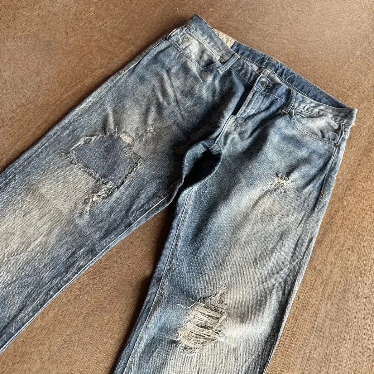 RRL Ralph Lauren THRASHED!! POLO RALPH LAUREN JEANS DISTRESSED DENIM PANTS Size US 30 / EU 46 - 7 Thumbnail