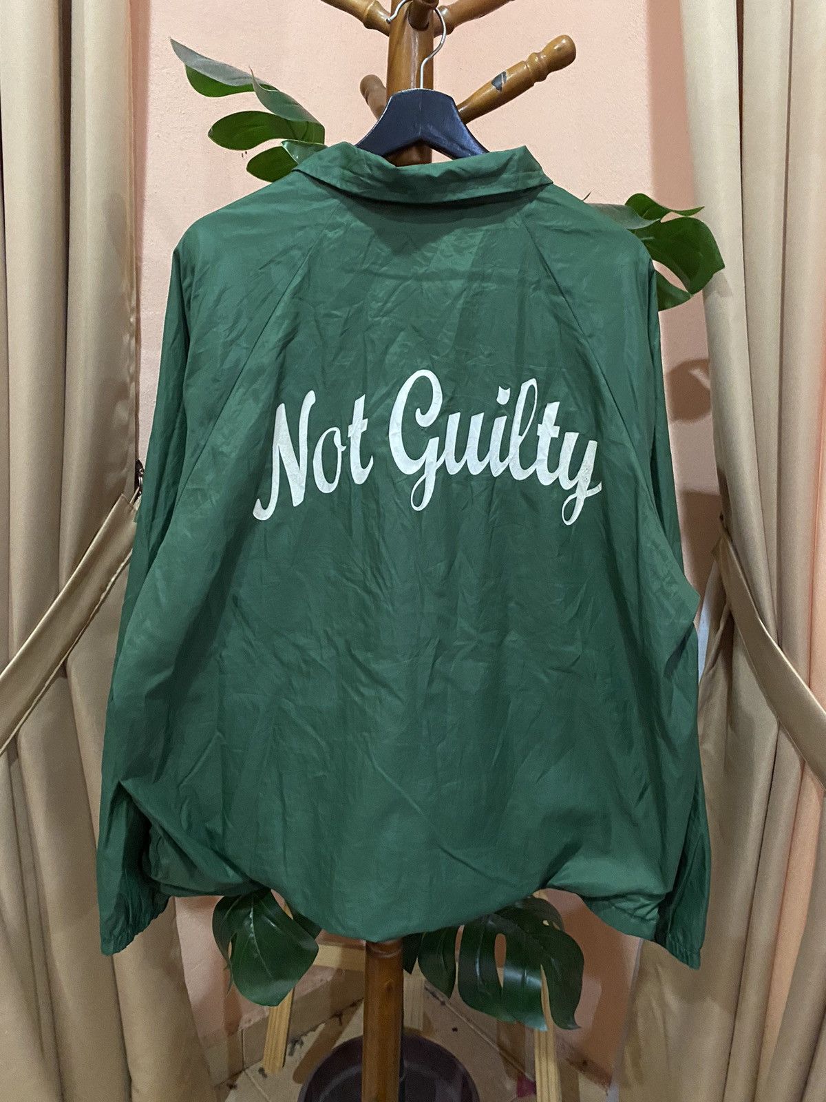 Vintage “Not Guilty” Green Cotton Jacket Statement Wear