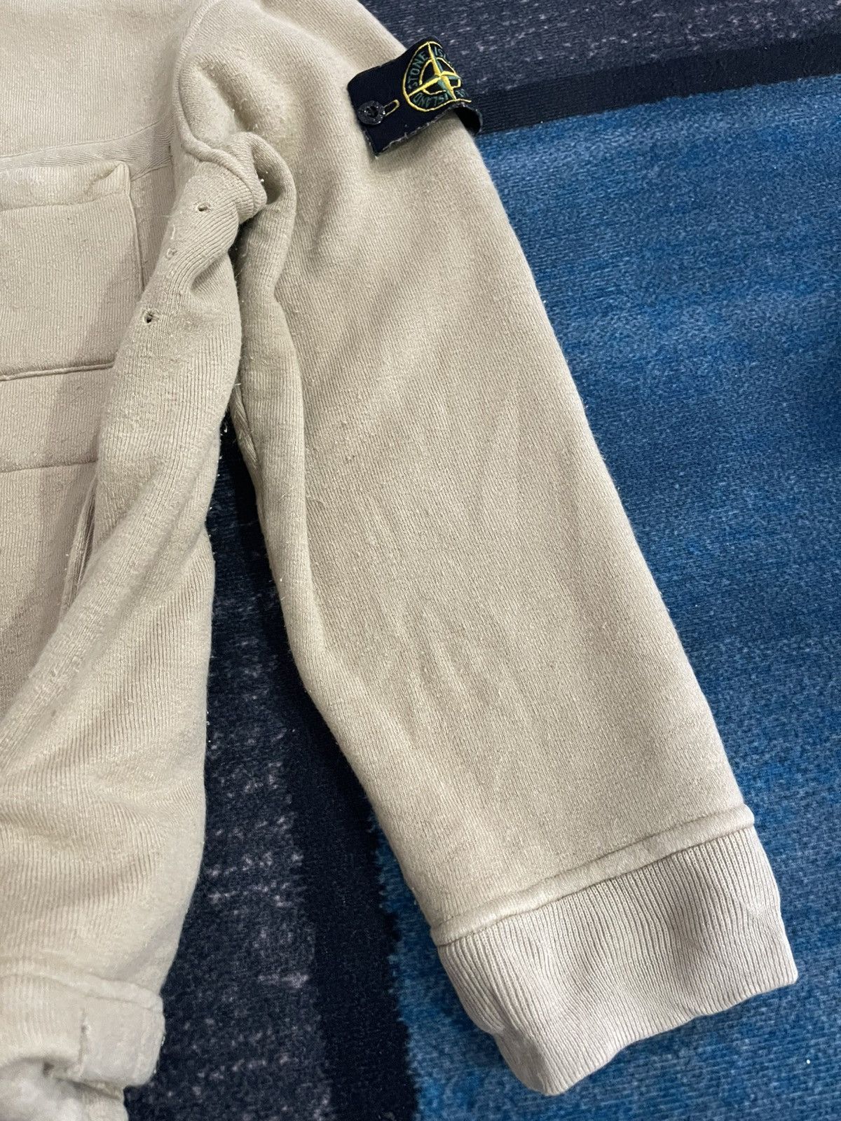 Stone Island Vintage 1999 Stone Island Beige Fleece Lined Hoodie Jacket Size US L / EU 52-54 / 3 - 11 Thumbnail