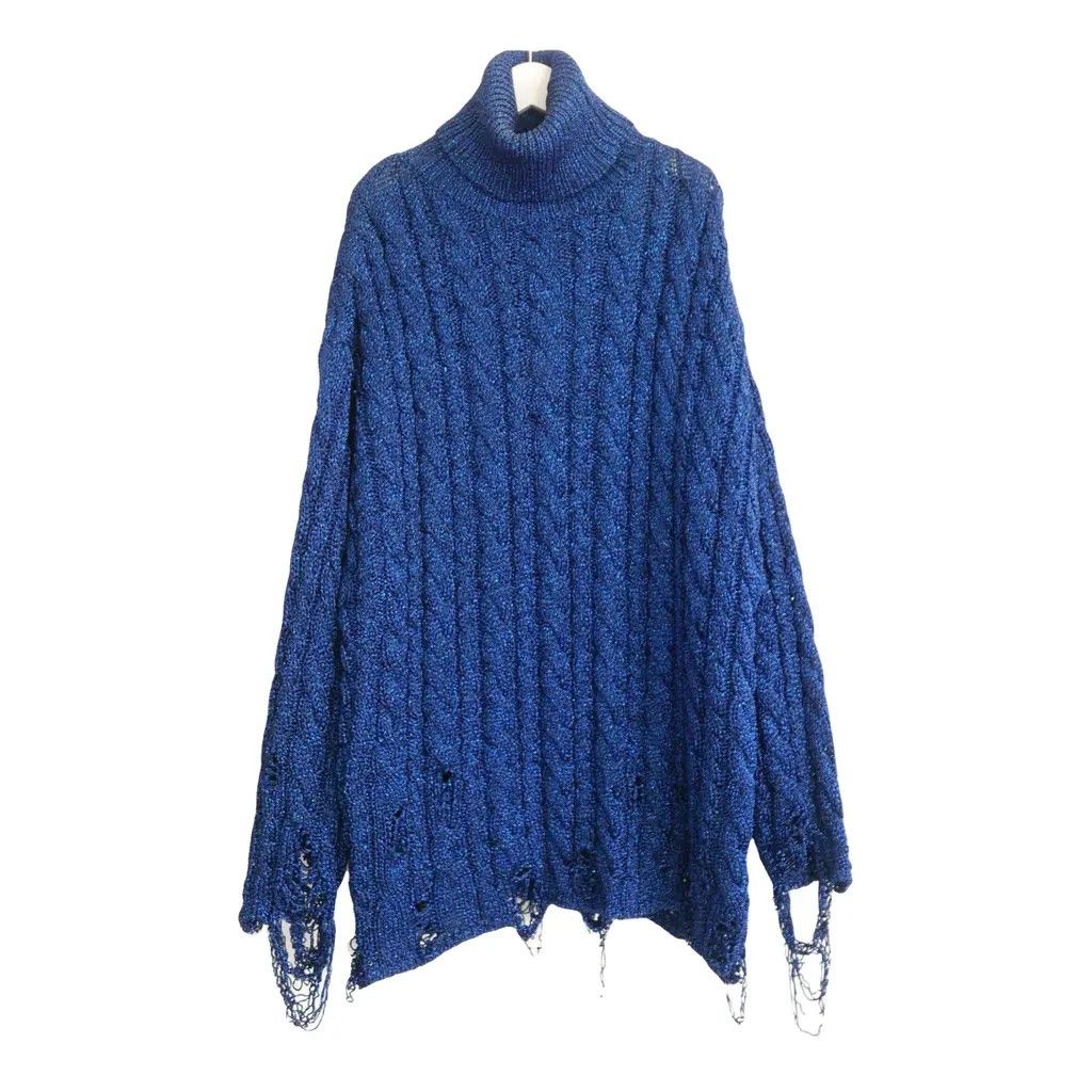 Balenciaga Balenciaga Resort 2021 Destroyed Turtleneck Sweater Blue Size XS / US 0-2 / IT 36-38 - 1 Thumbnail