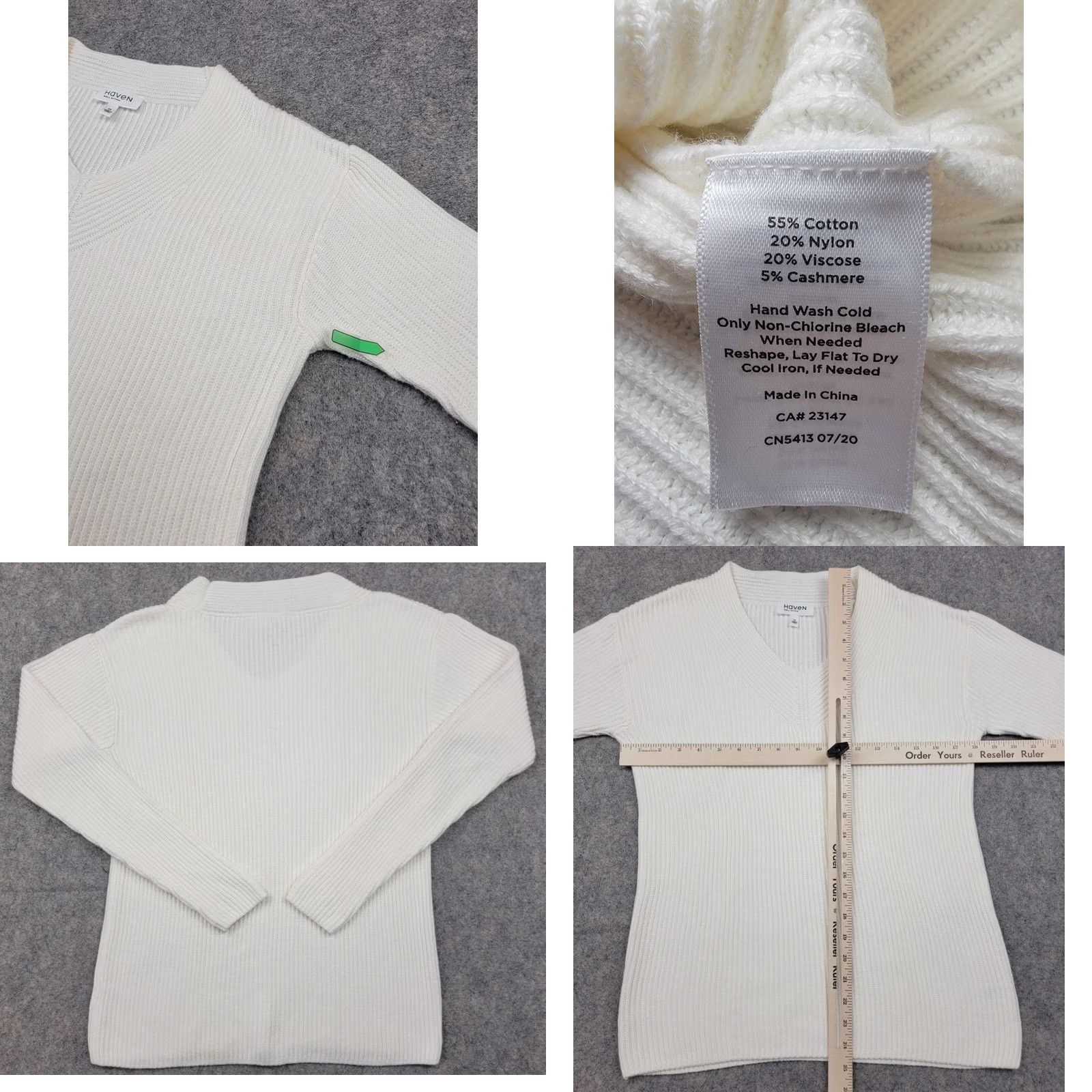 Vintage Haven Well Within Sweater Womens XS Ivory V-Neck Pullover Casual Size XS / US 0-2 / IT 36-38 - 8 Thumbnail