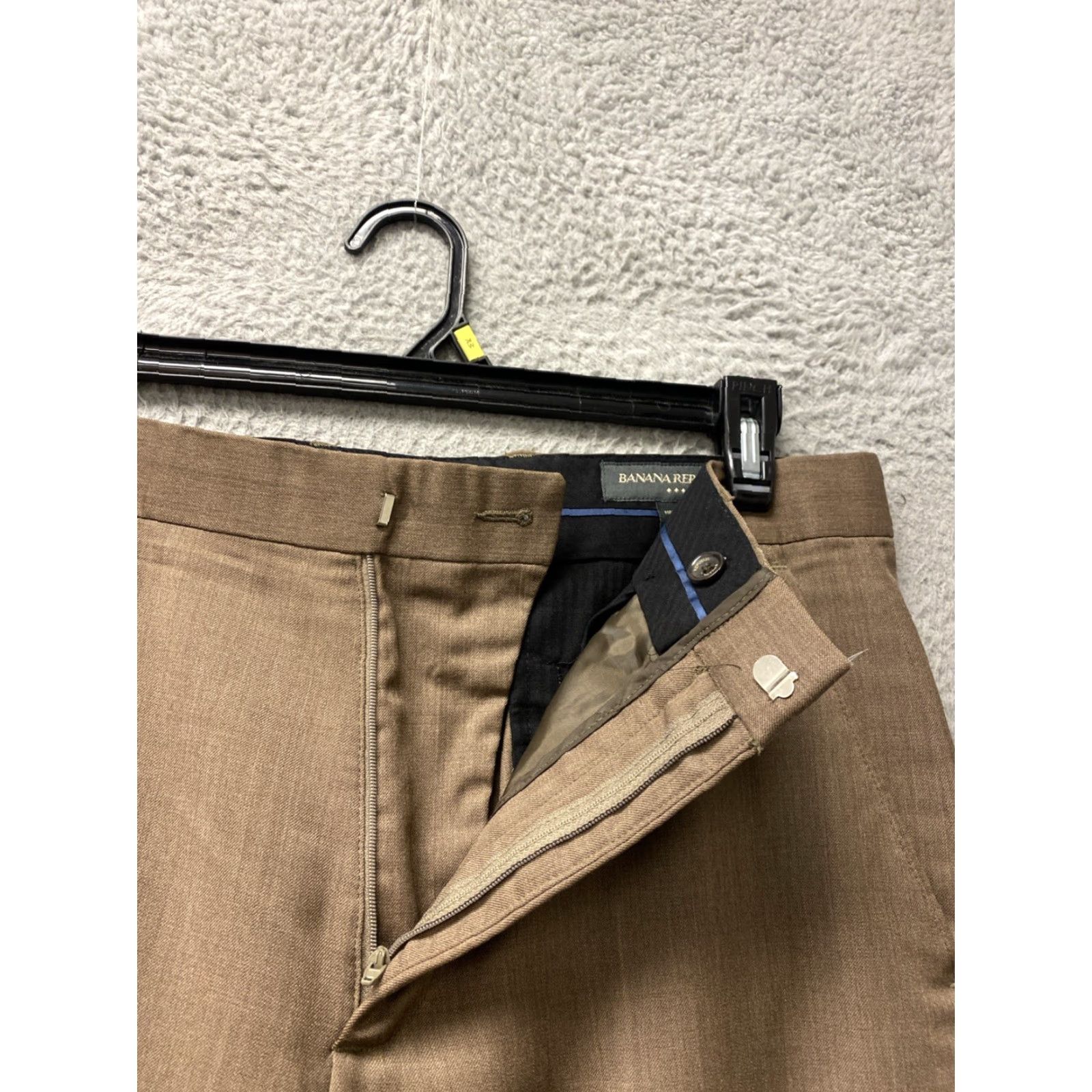 Banana Republic Banana Republic Pants Men 33 Regular Brown Wool Dress Pants Flat Front Zip Slant Pockets 30 in Inseam 33x30 Classic Business Formal Mens Size US 33 - 3 Thumbnail