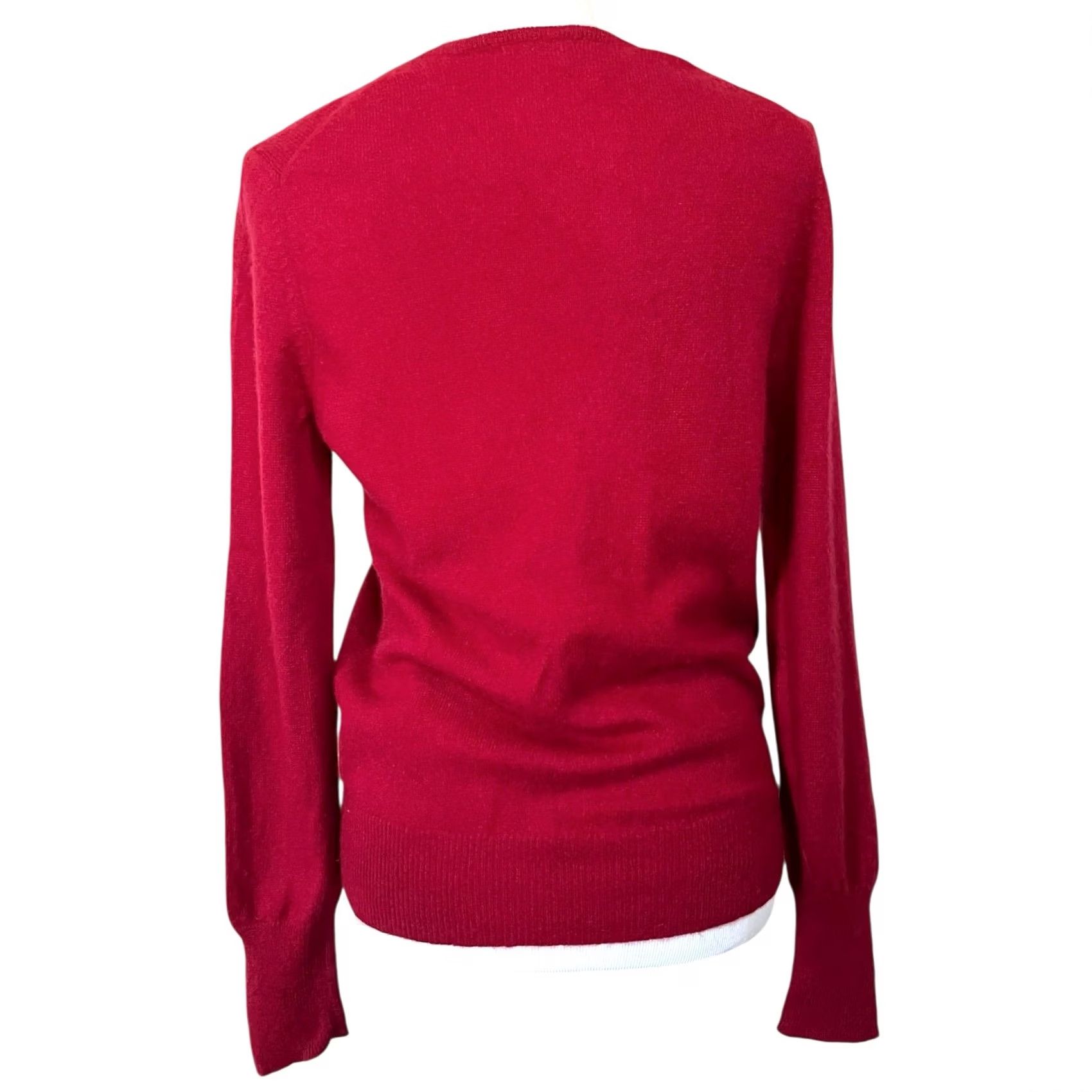 Vintage VINTAGE Halogen Red V-Neck Cashmere Sweater Long Sleeve Pullover Women M Size M / US 6-8 / IT 42-44 - 4 Thumbnail