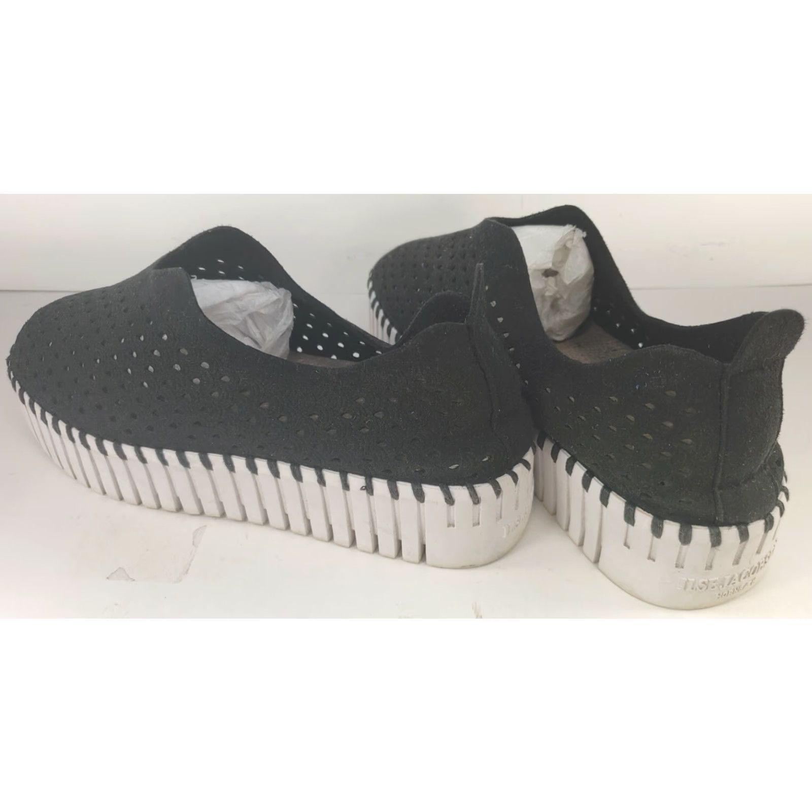 Ilse Jacobsen VINTAGE ILSE JACOBSEN Women's Tulip 3373 PLATFORM Perforated Slip On Black 7-7.5, 38EU Size US 5.5 / IT 35.5 - 5 Thumbnail