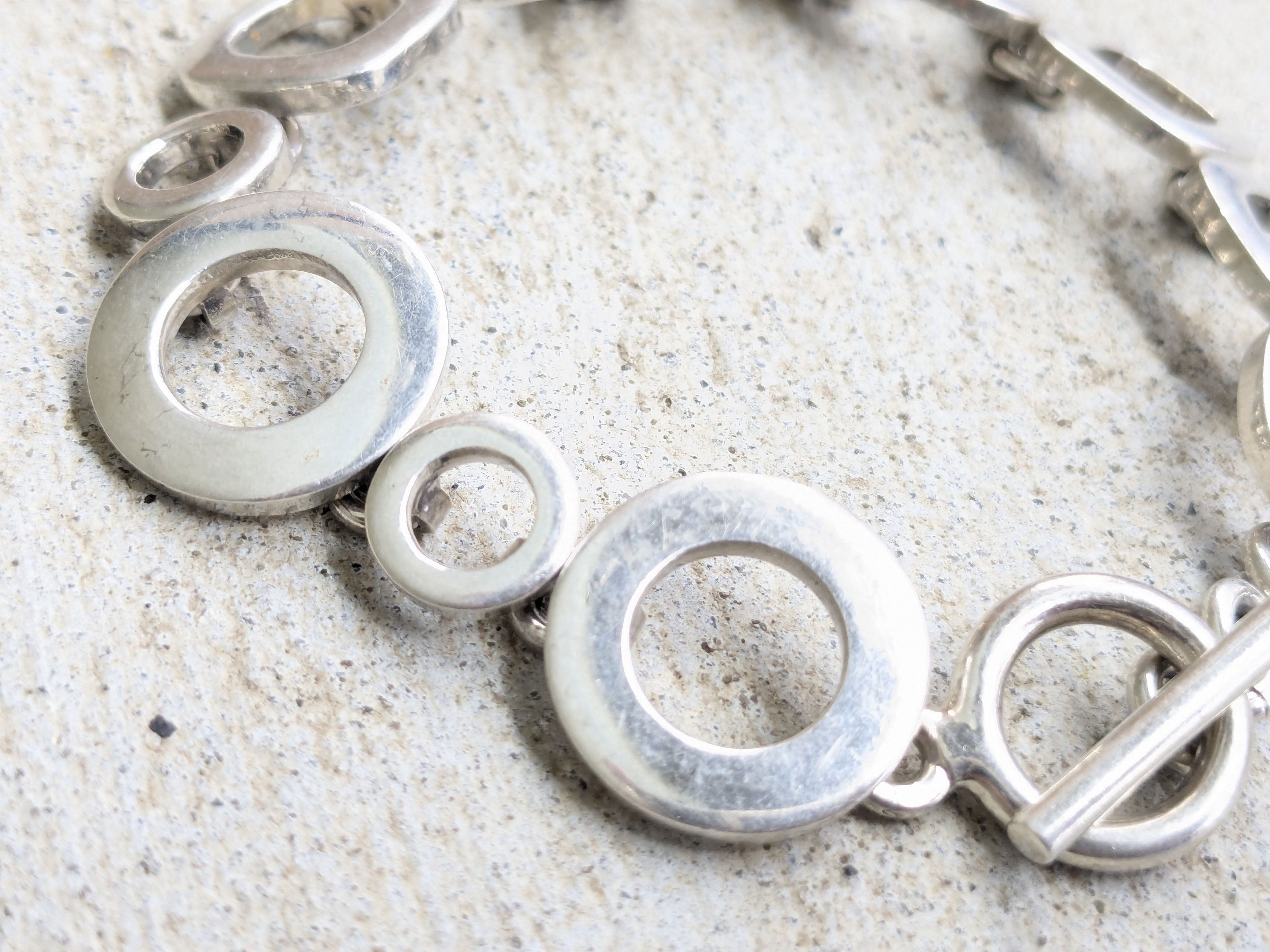 Sterling Silver × Vintage Sterling Silver Bracelet Round Square Modern Abstract Size ONE SIZE - 2 Thumbnail