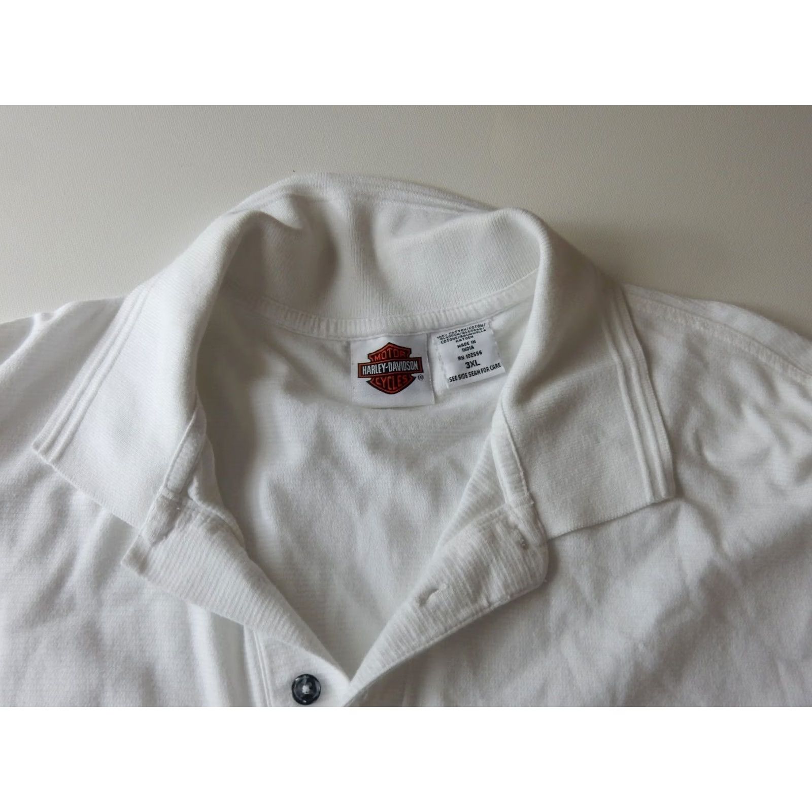Harley Davidson Harley-Davidson Polo Shirt Mens 3XL White Cotton Short Sleeve Polo Shirt - 3XL Big & Tall Solid Polo Shirt Mens Size US XXL / EU 58 / 5 - 4 Thumbnail