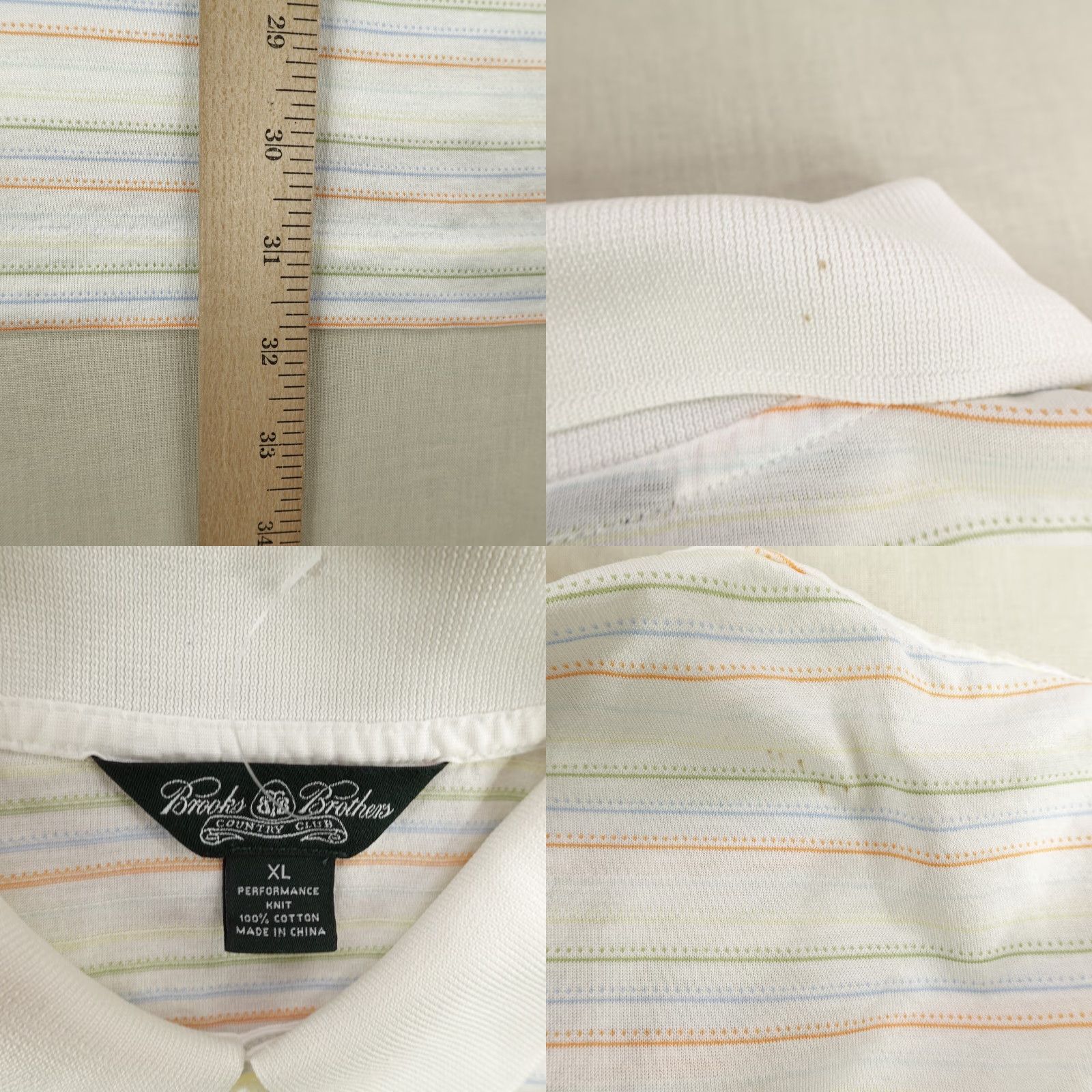 Brooks Brothers VINTAGE Brooks Brothers Polo Shirt Mens XL White Striped Performance Golf Preppy Size US XL / EU 56 / 4 - 8 Thumbnail